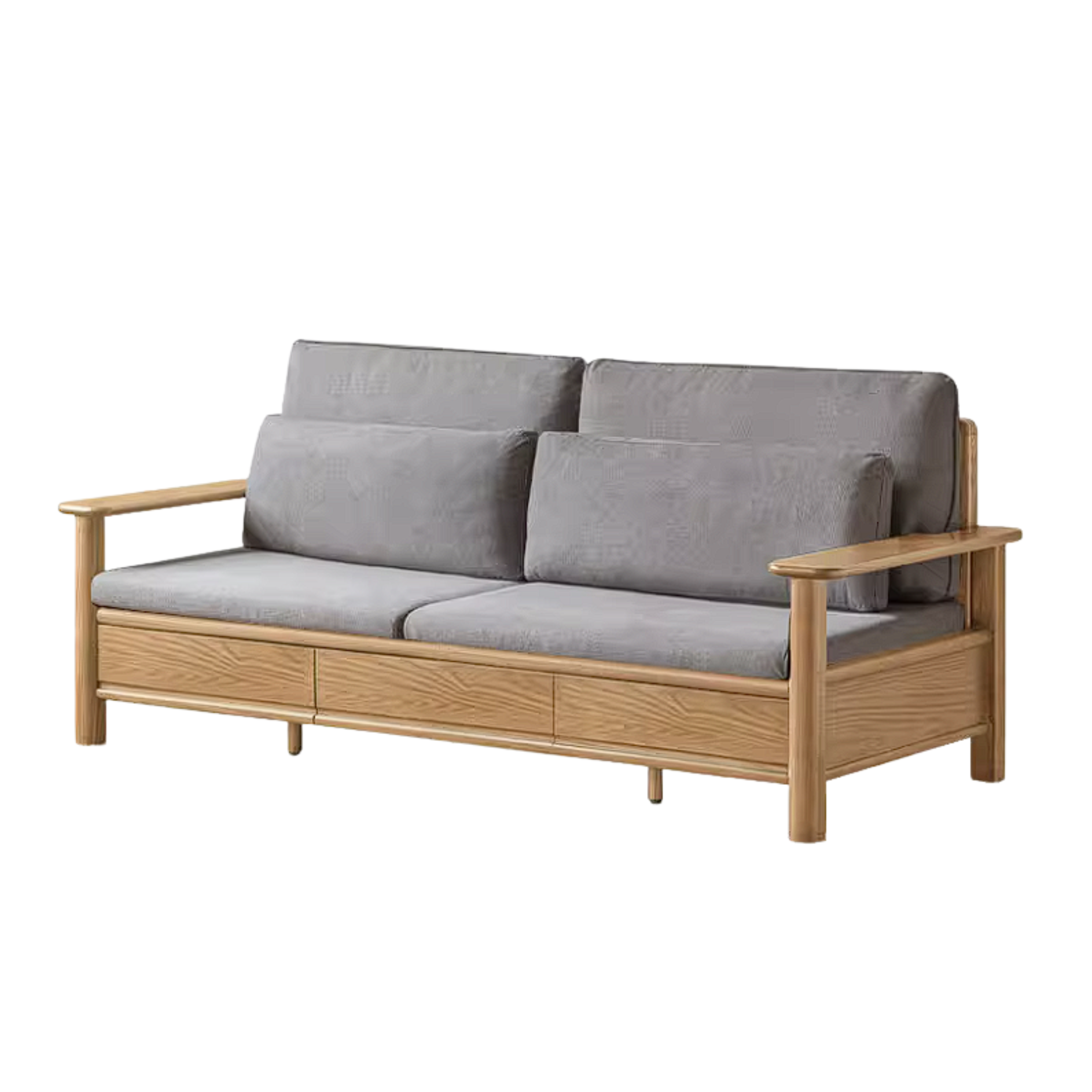 Oak Solid Wood Sofa Bed with Storage Drawers