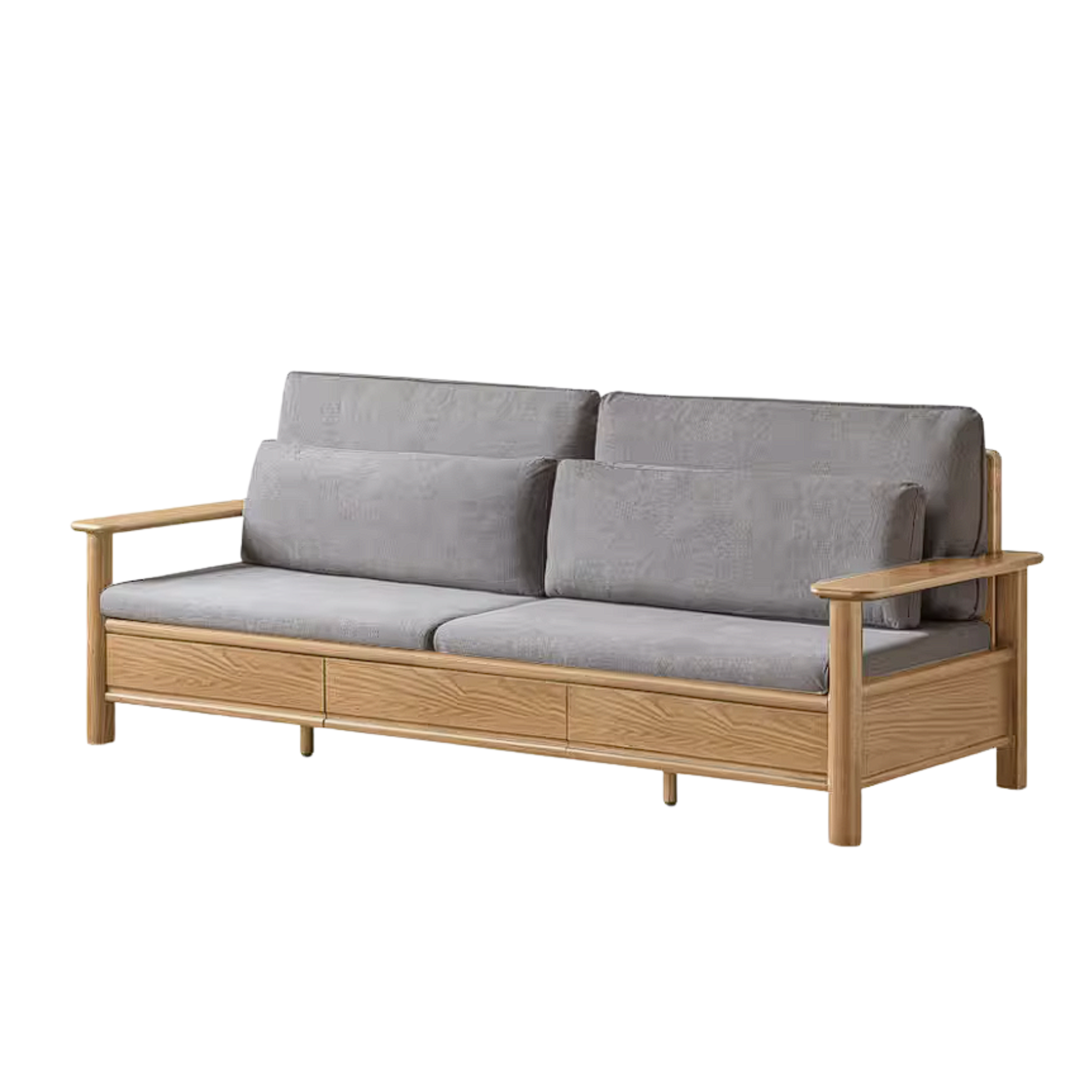 Oak Solid Wood Sofa Bed with Storage Drawers