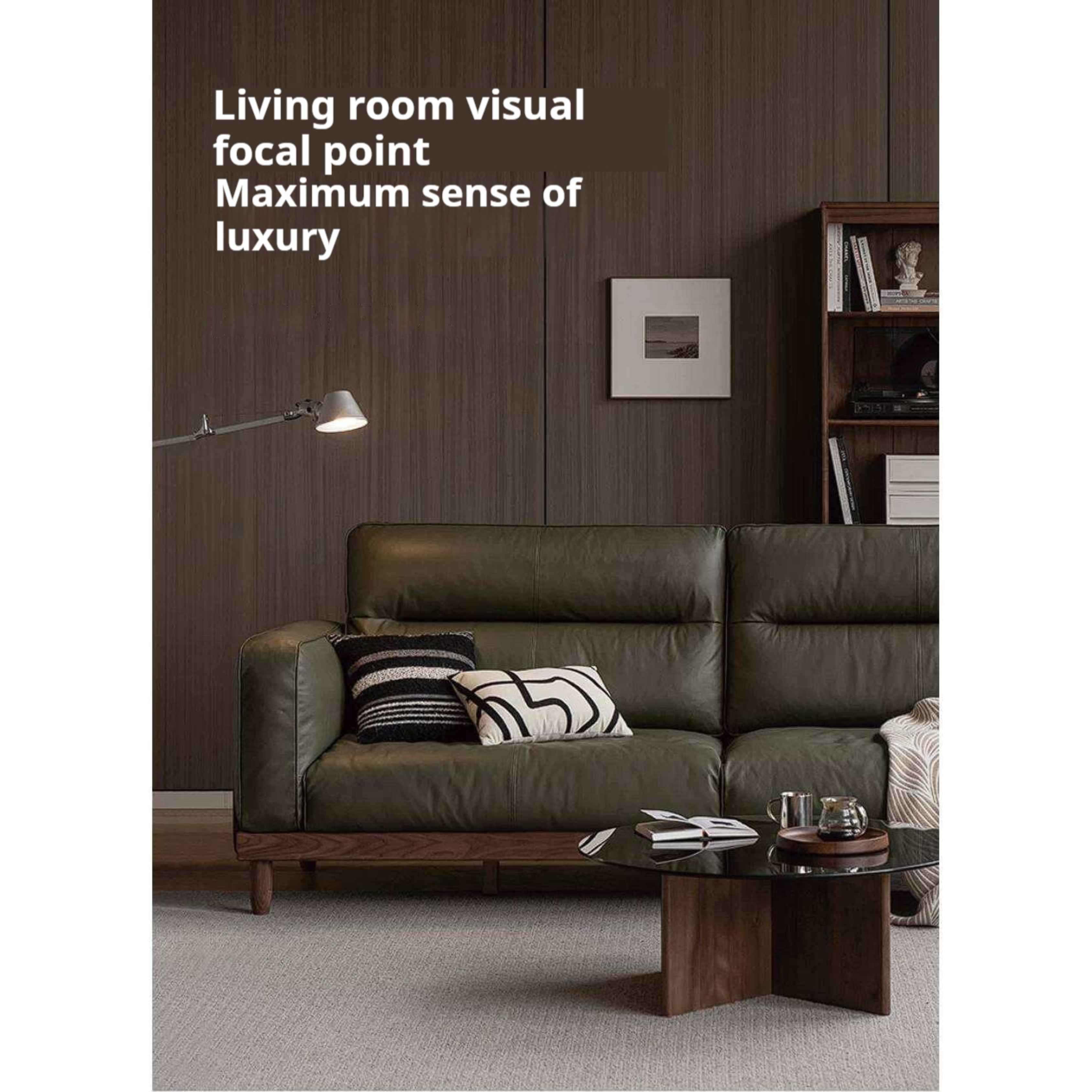 Black Walnut Solid Wood Sofa with Italian Light Luxury Design