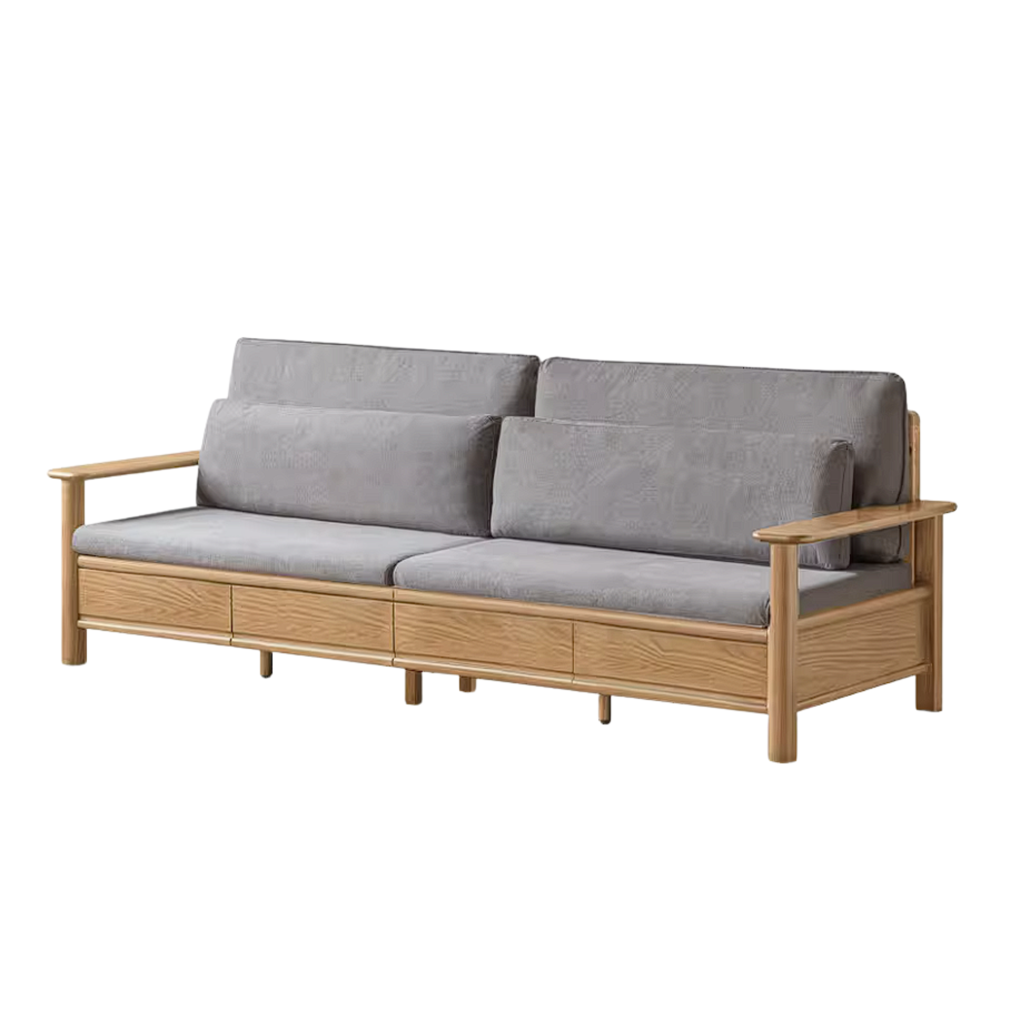 Oak Solid Wood Sofa Bed with Storage Drawers