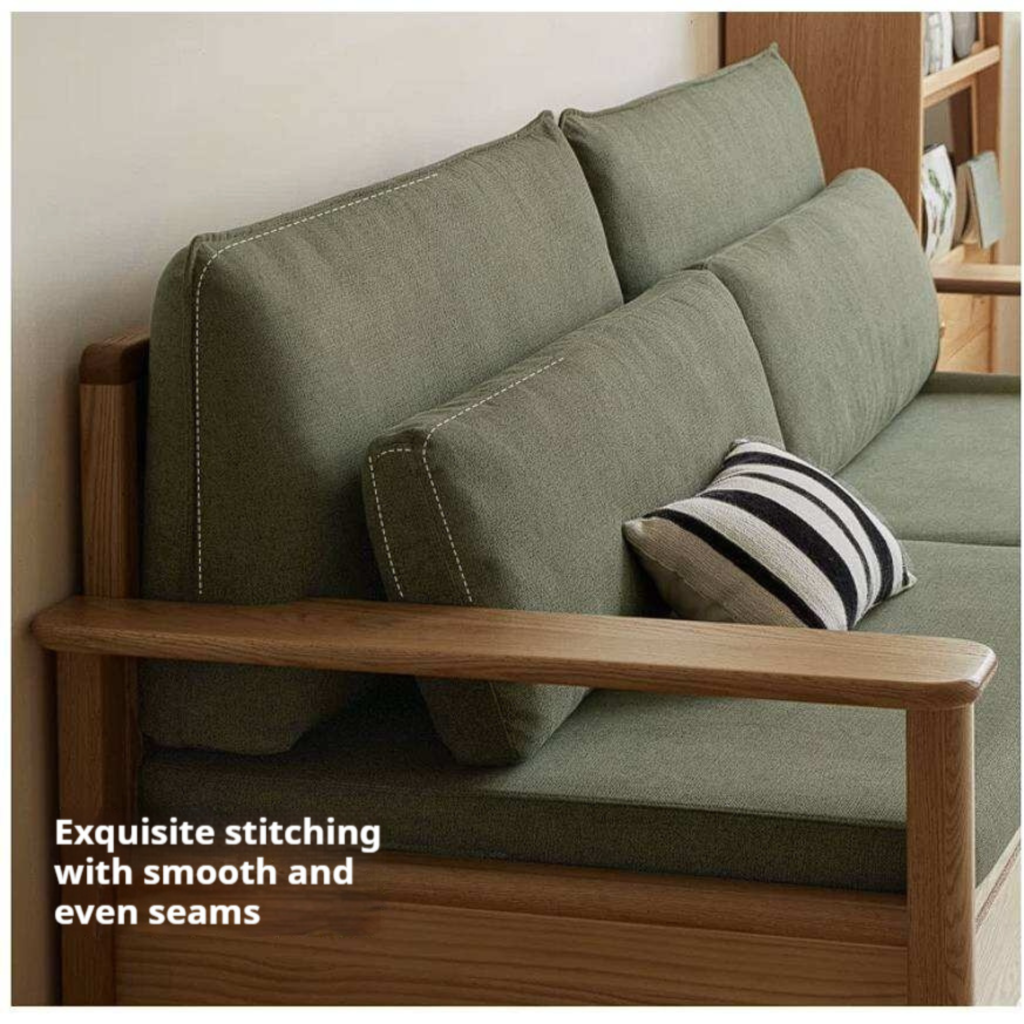 Oak Solid Wood Sofa Bed with Storage Drawers