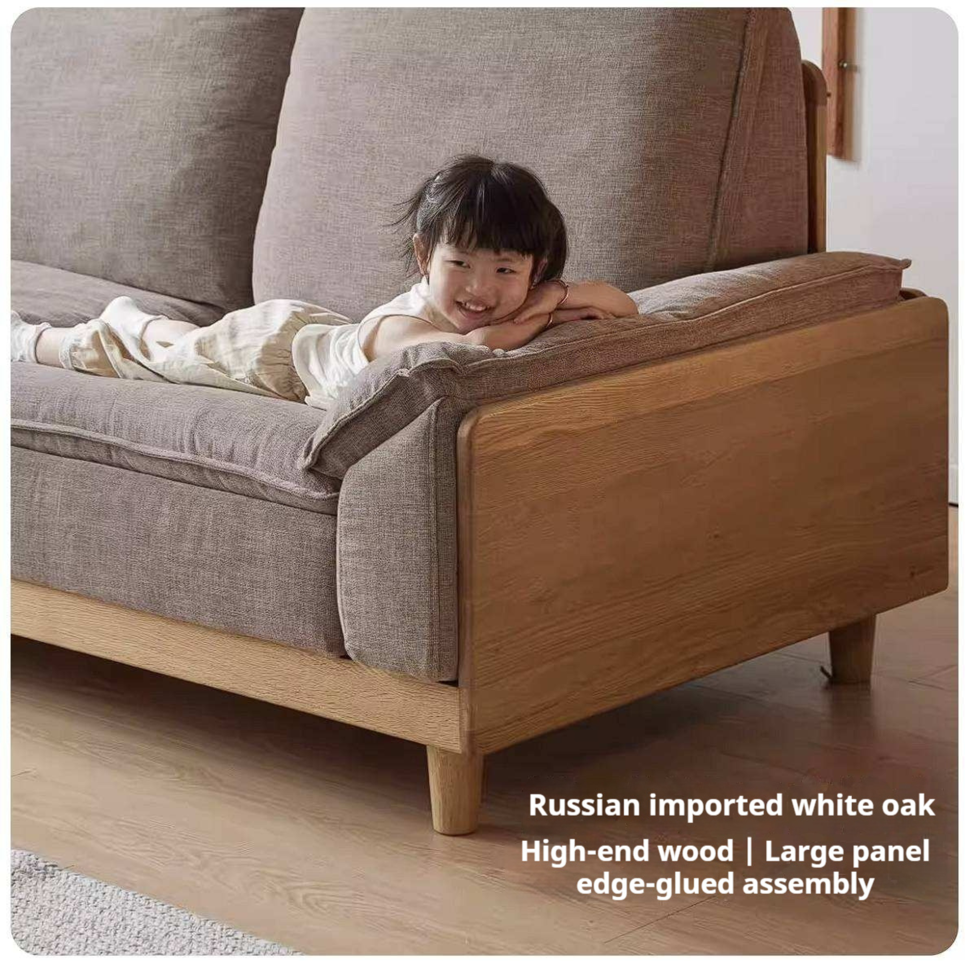 White Oak Solid Wood Sofa with Modern Minimalist Style
