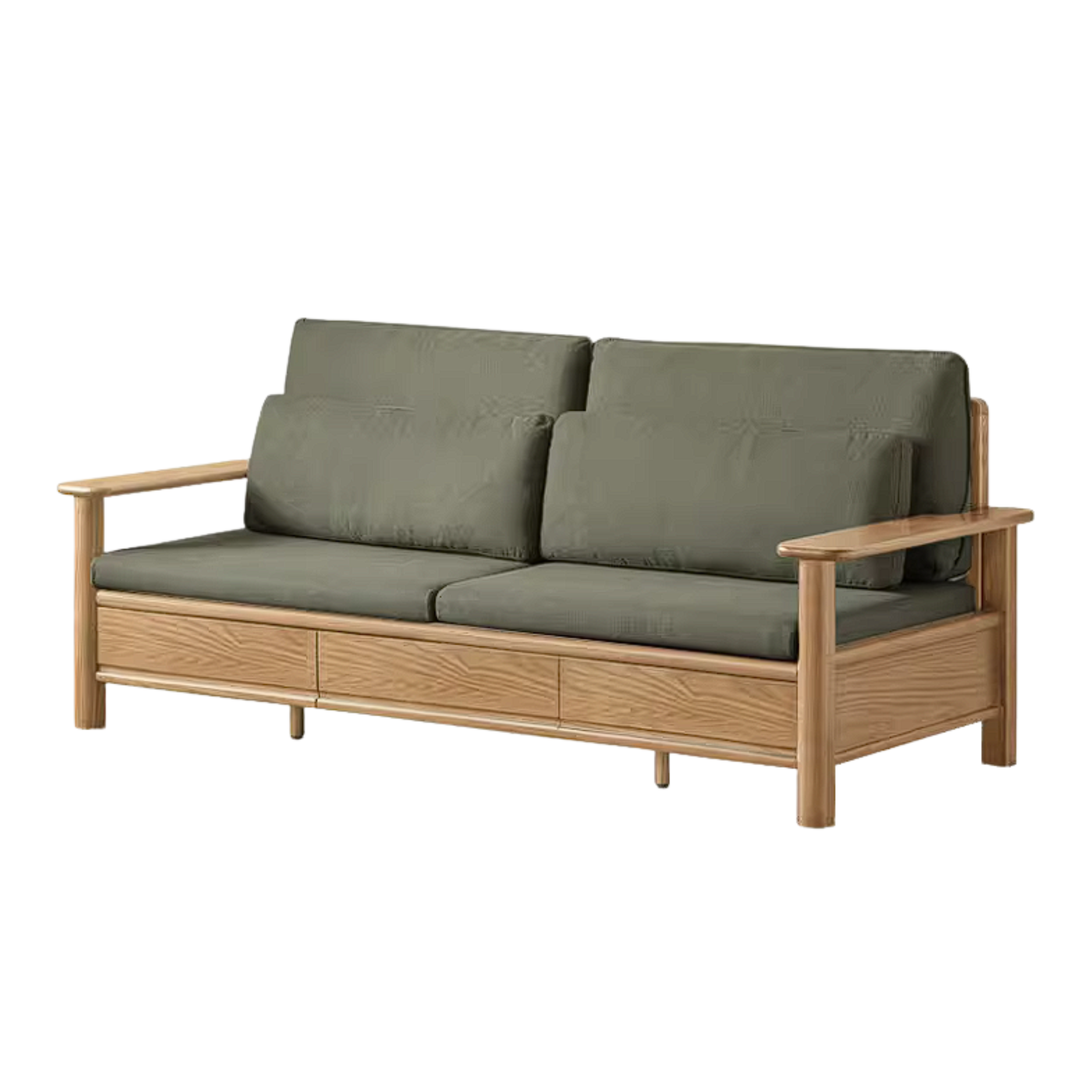 Oak Solid Wood Sofa Bed with Storage Drawers