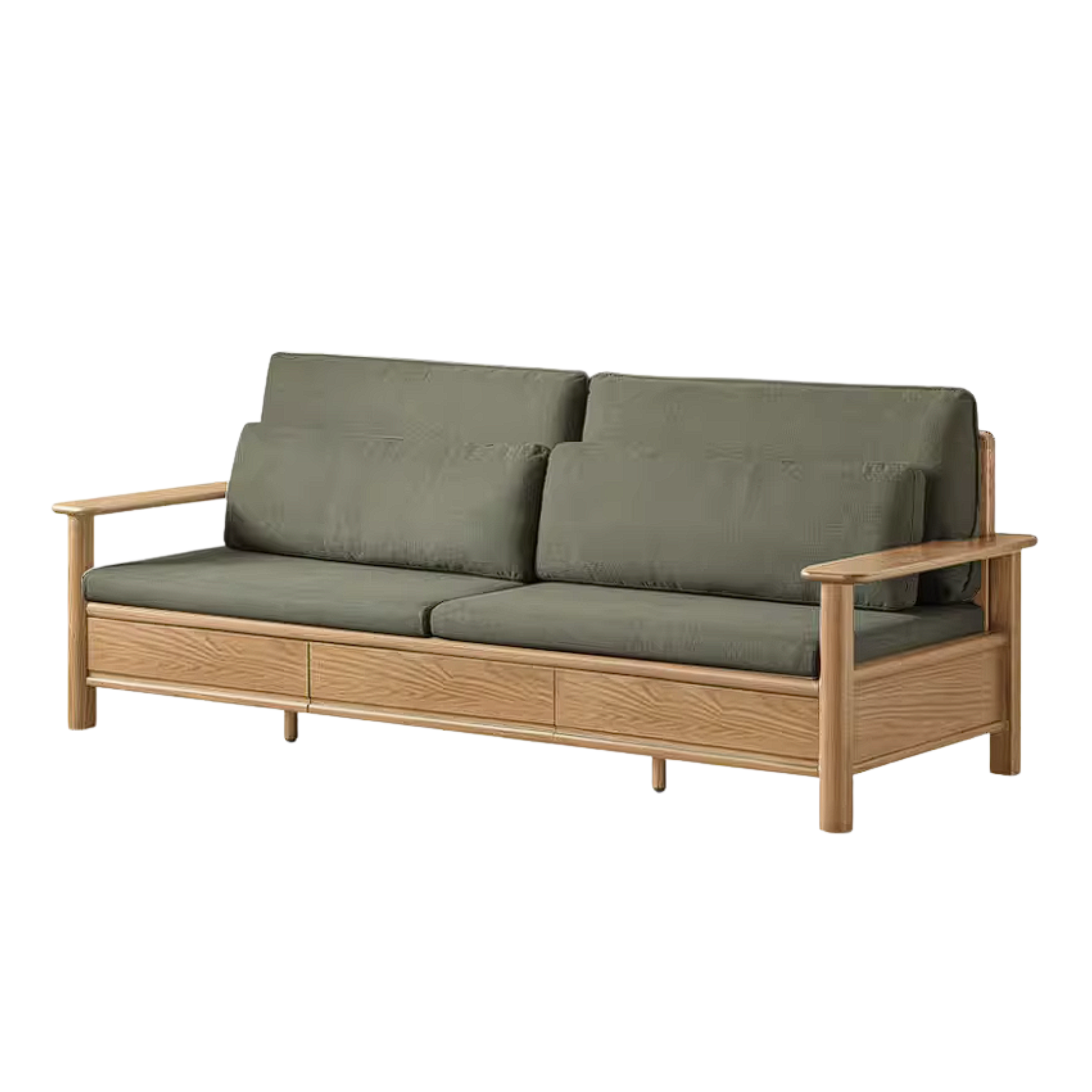 Oak Solid Wood Sofa Bed with Storage Drawers