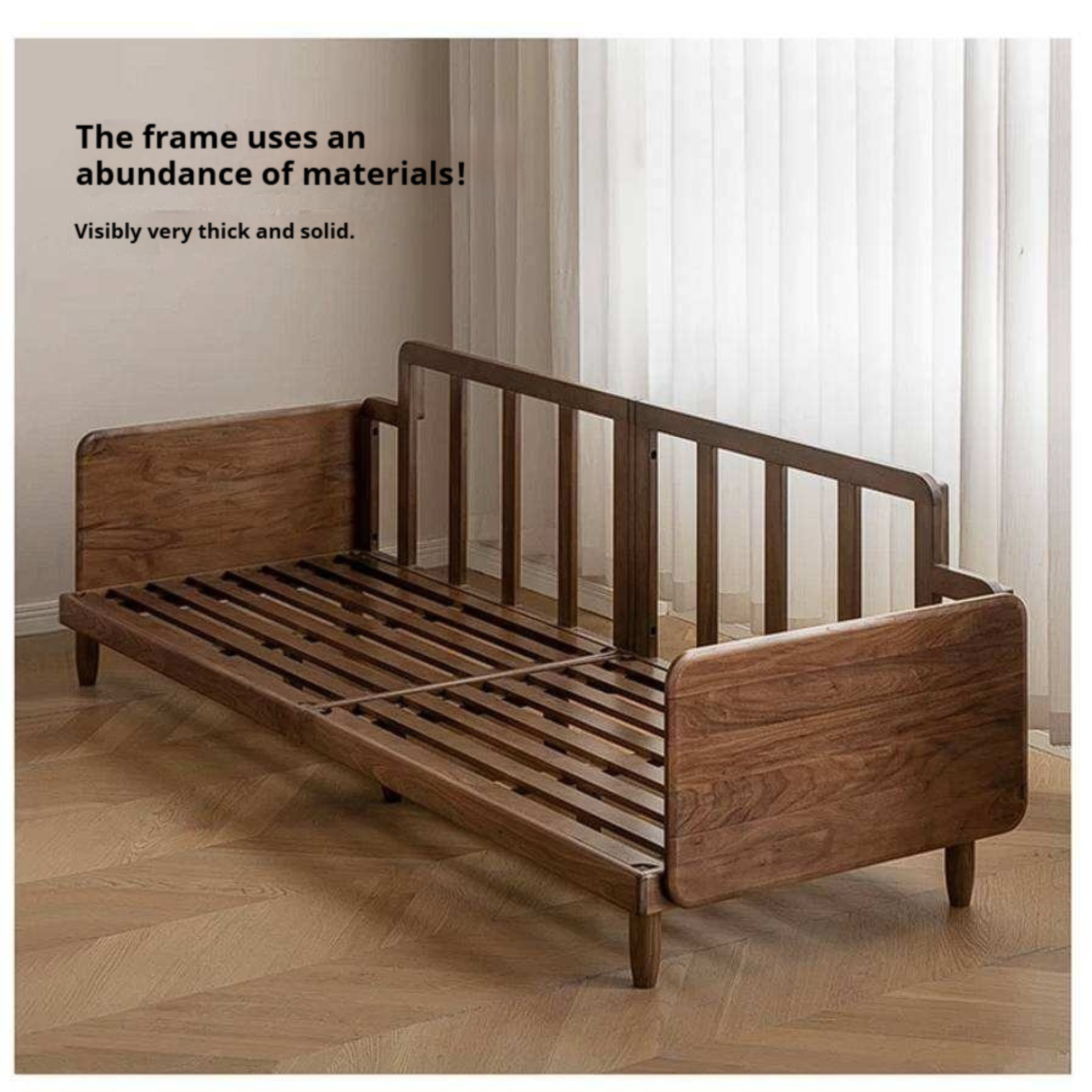 Black Walnut Solid Wood Sofa with Italian Light Luxury Design