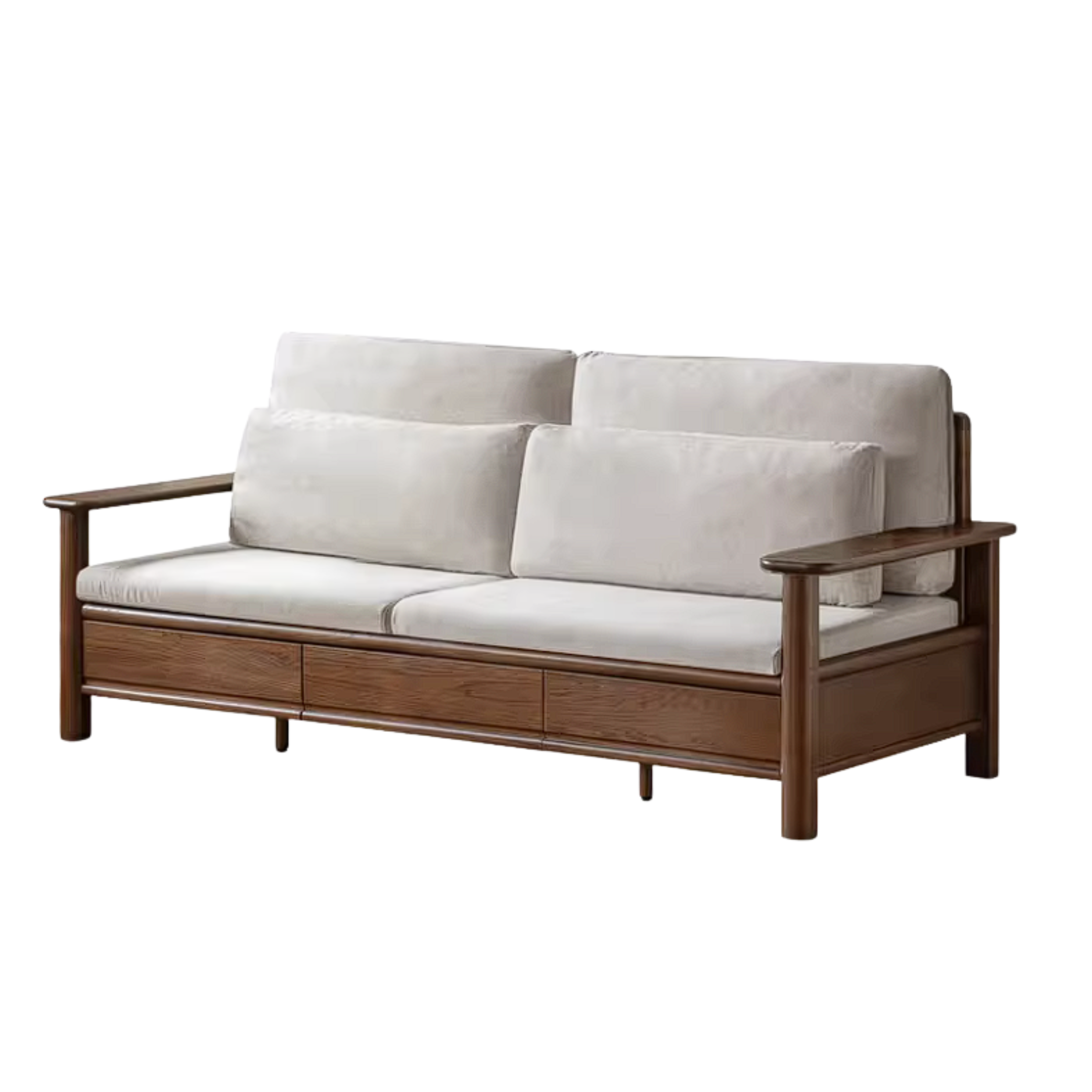 Oak Solid Wood Sofa Bed with Storage Drawers