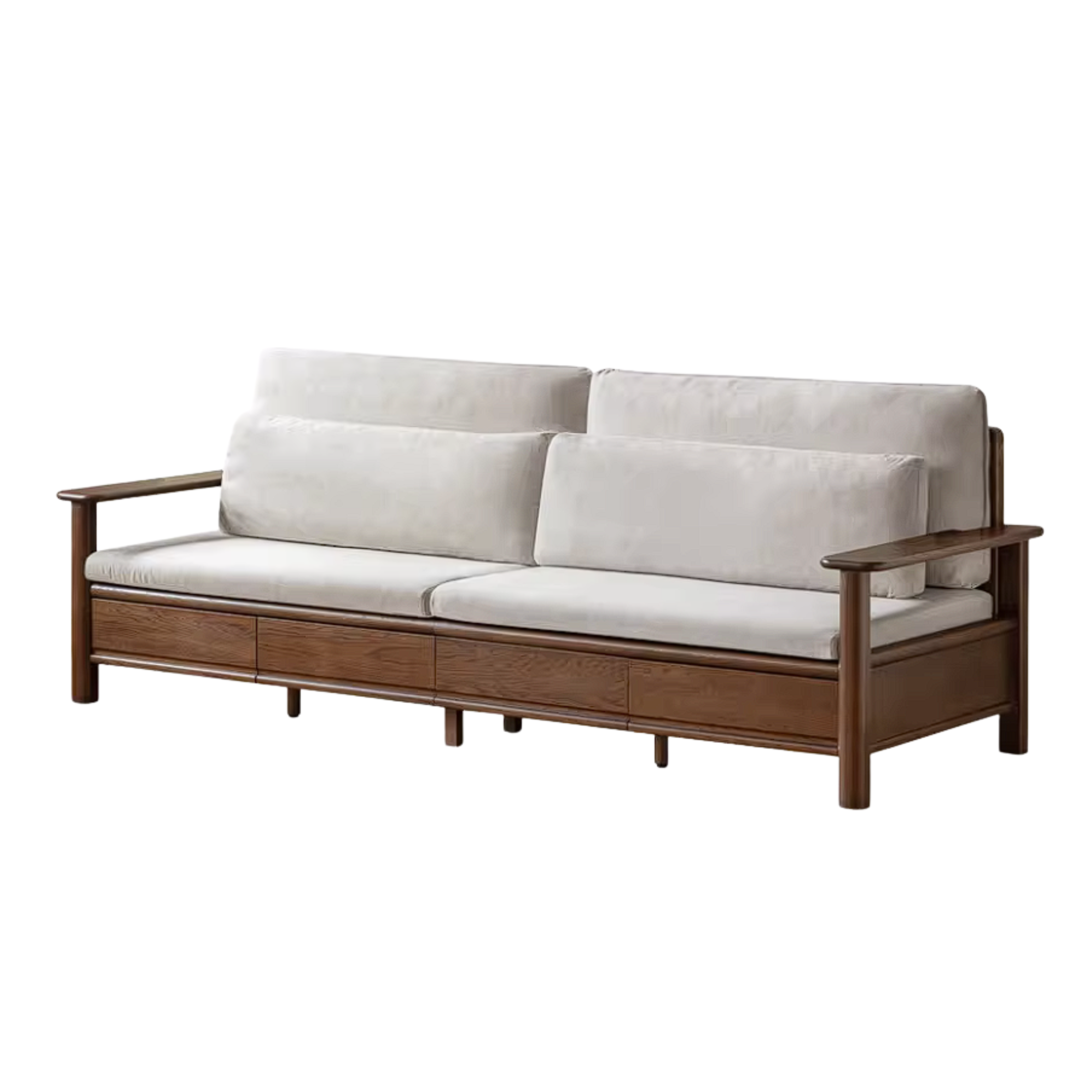 Oak Solid Wood Sofa Bed with Storage Drawers