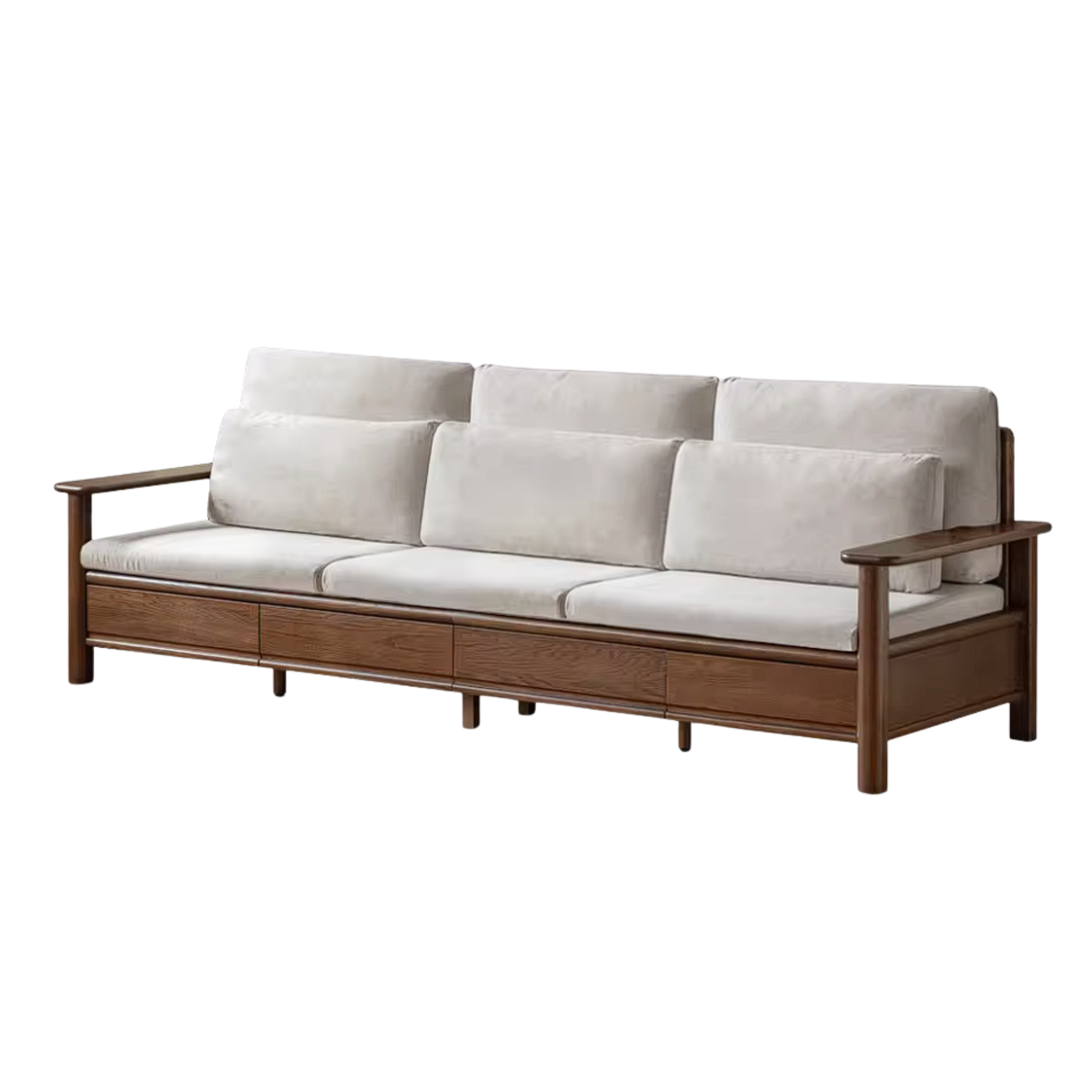 Oak Solid Wood Sofa Bed with Storage Drawers