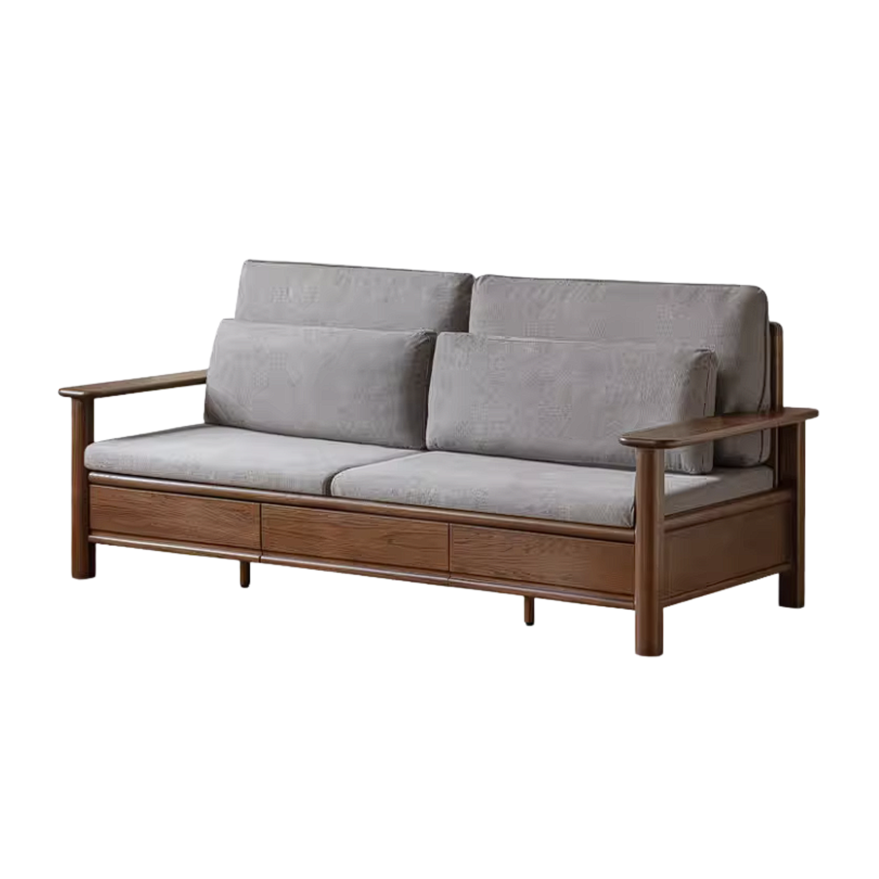 Oak Solid Wood Sofa Bed with Storage Drawers