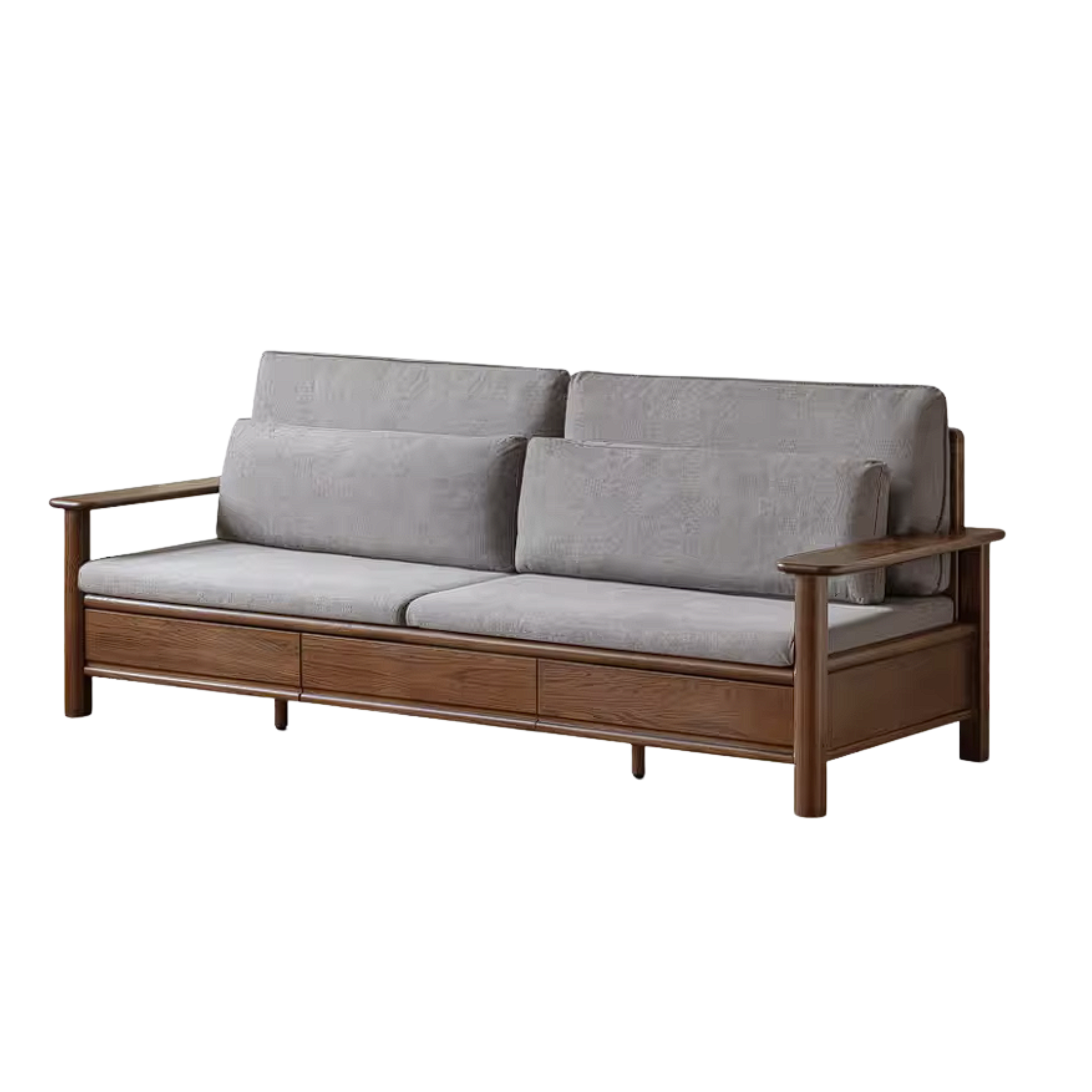 Oak Solid Wood Sofa Bed with Storage Drawers