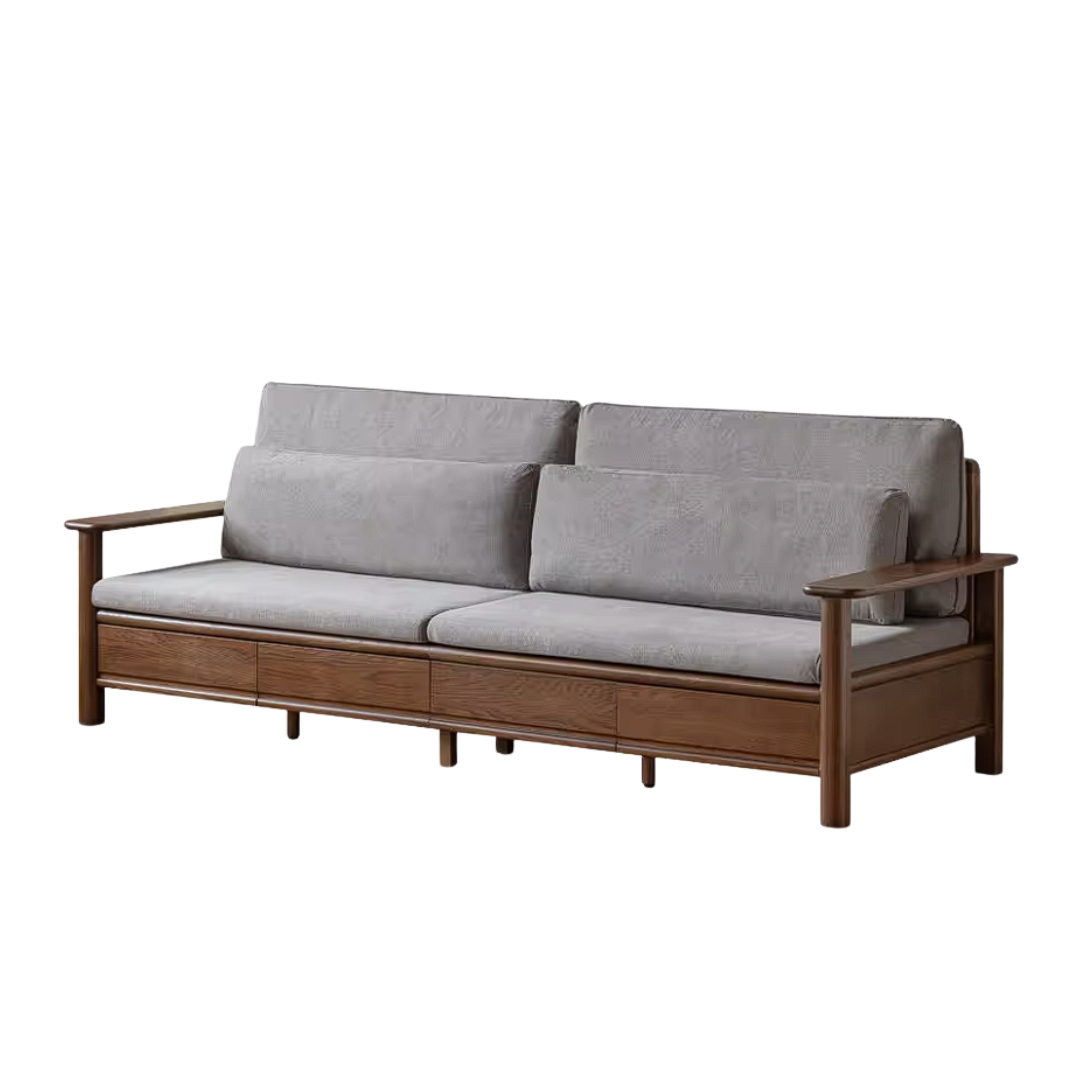 Oak Solid Wood Sofa Bed with Storage Drawers