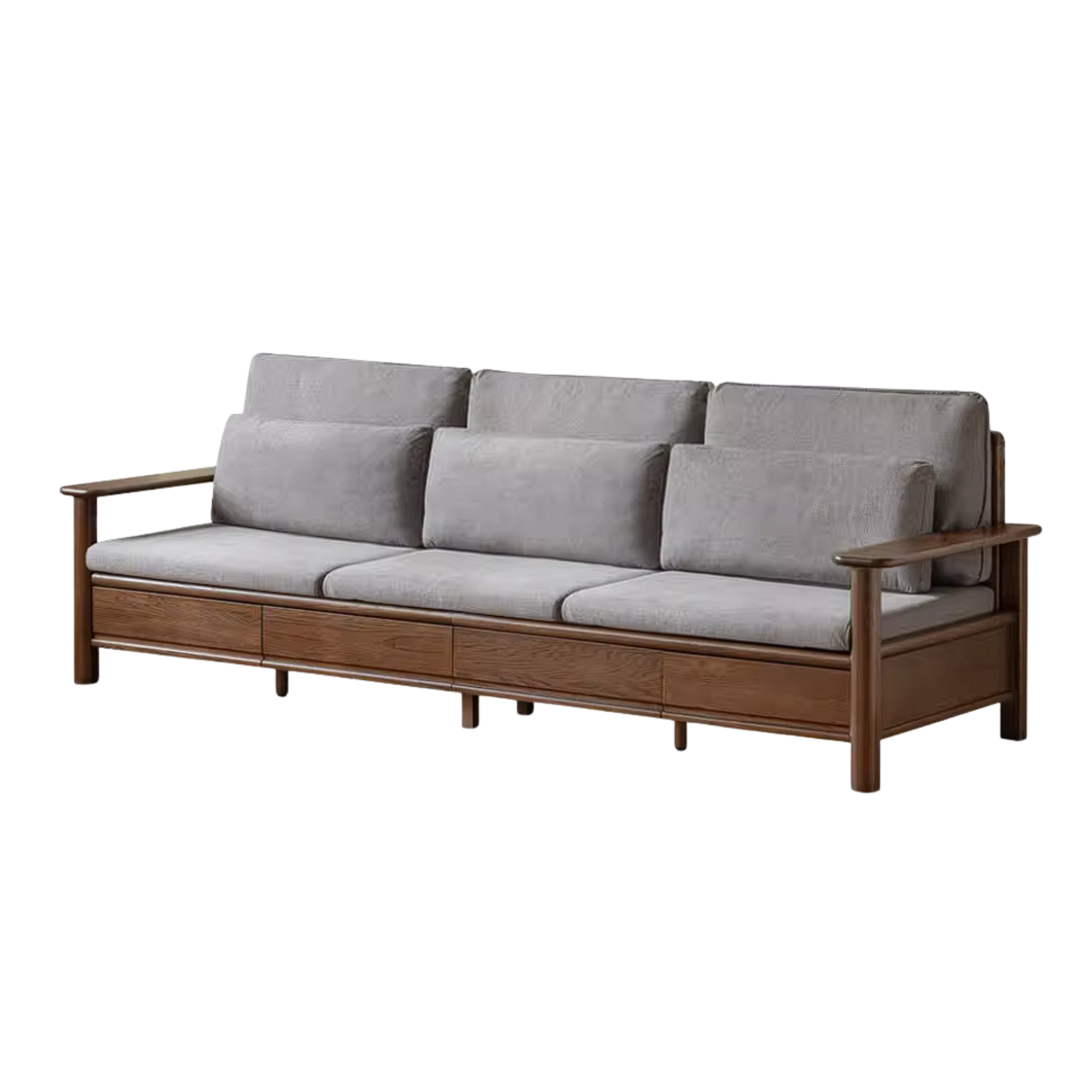 Oak Solid Wood Sofa Bed with Storage Drawers
