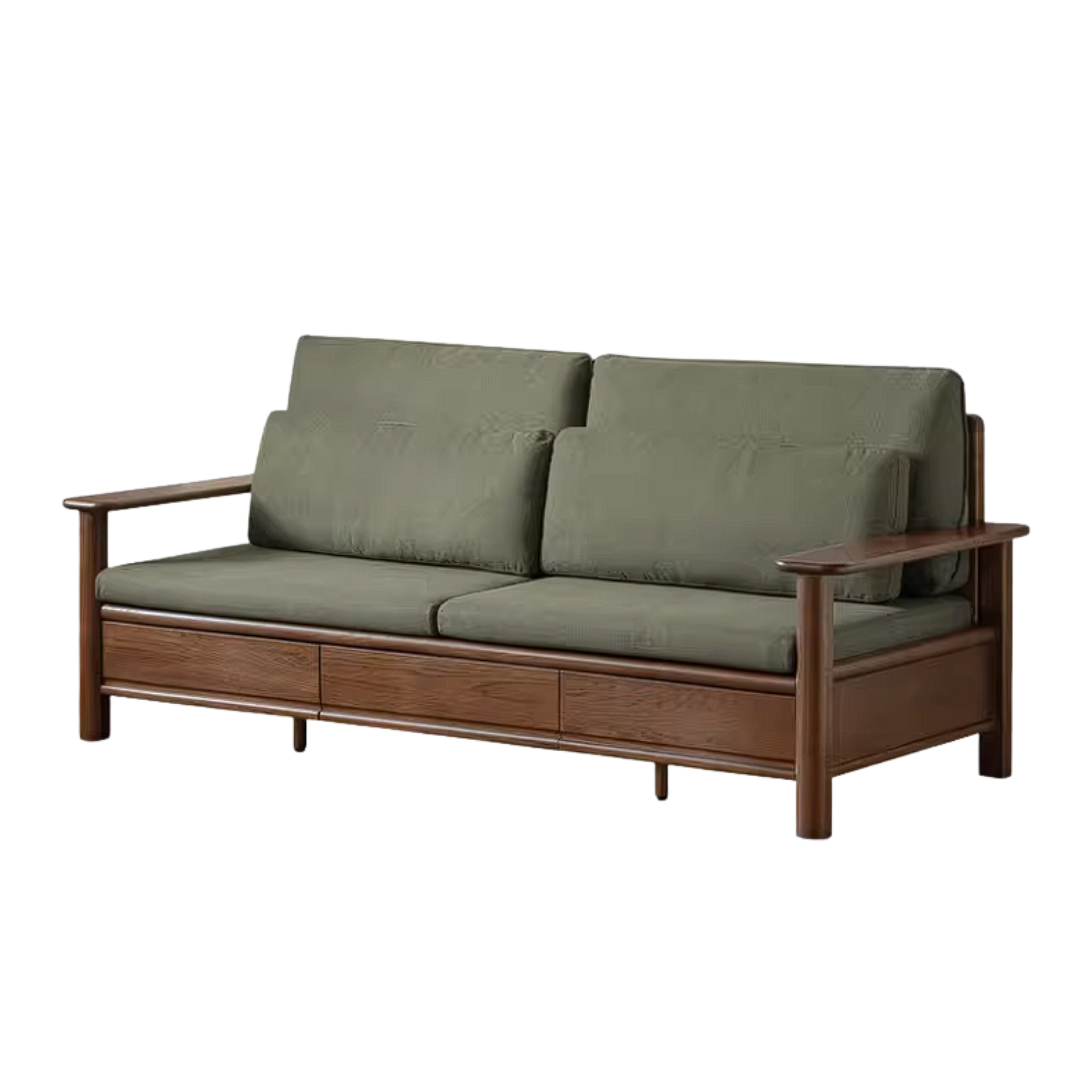 Oak Solid Wood Sofa Bed with Storage Drawers