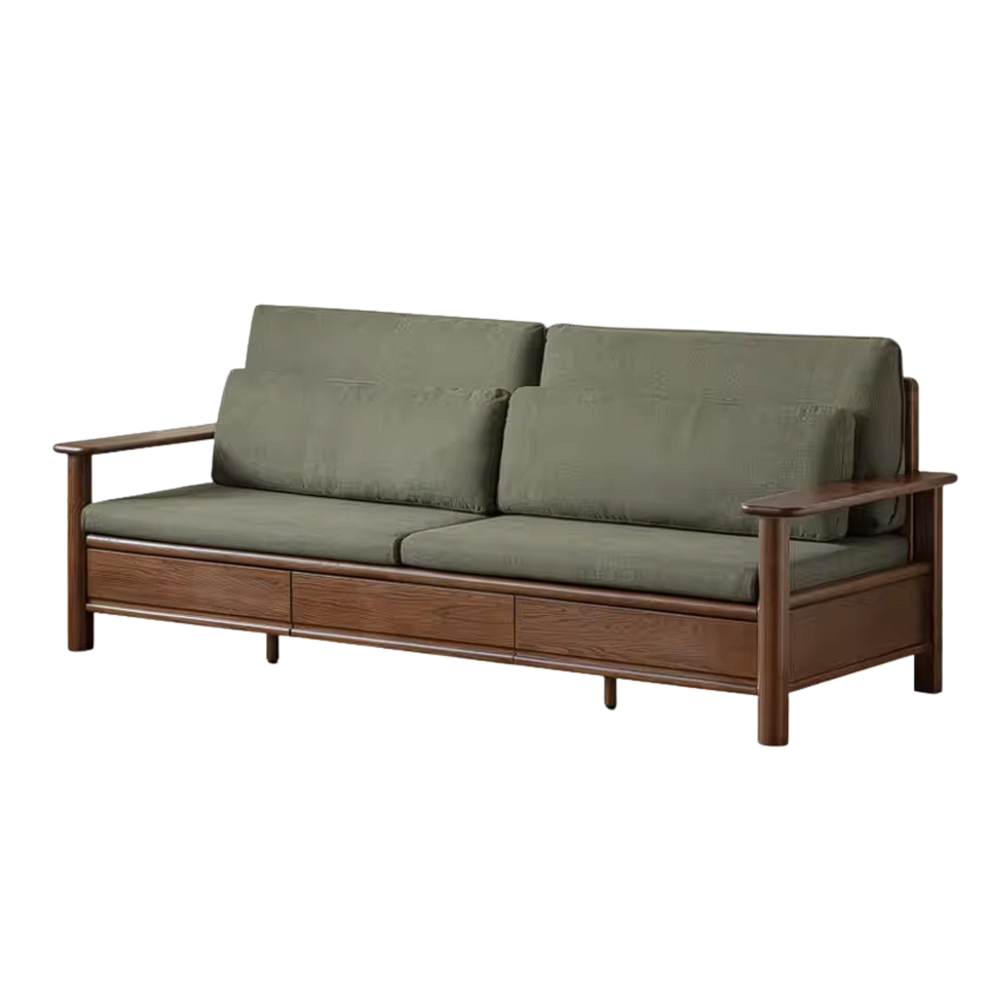 Oak Solid Wood Sofa Bed with Storage Drawers