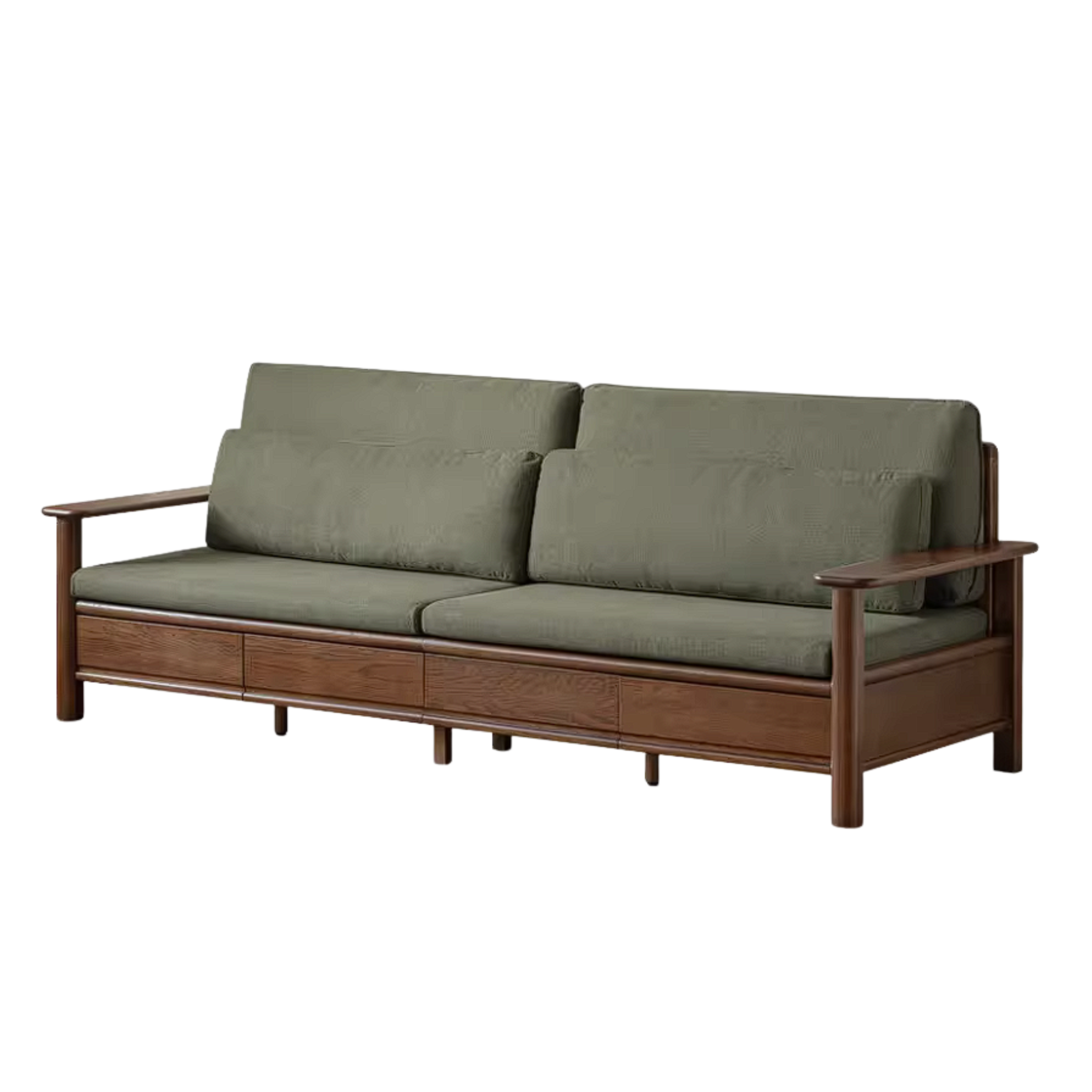 Oak Solid Wood Sofa Bed with Storage Drawers