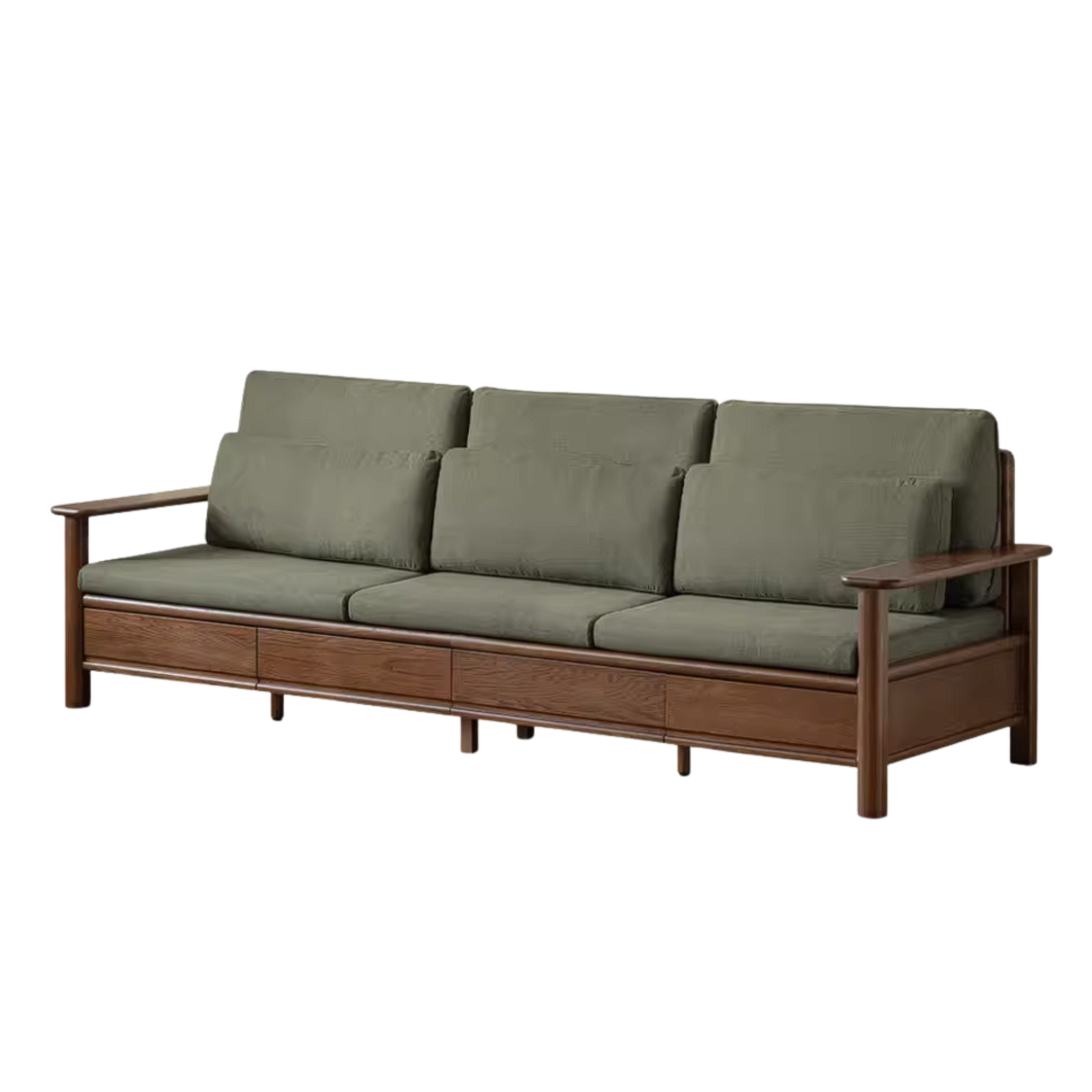 Oak Solid Wood Sofa Bed with Storage Drawers