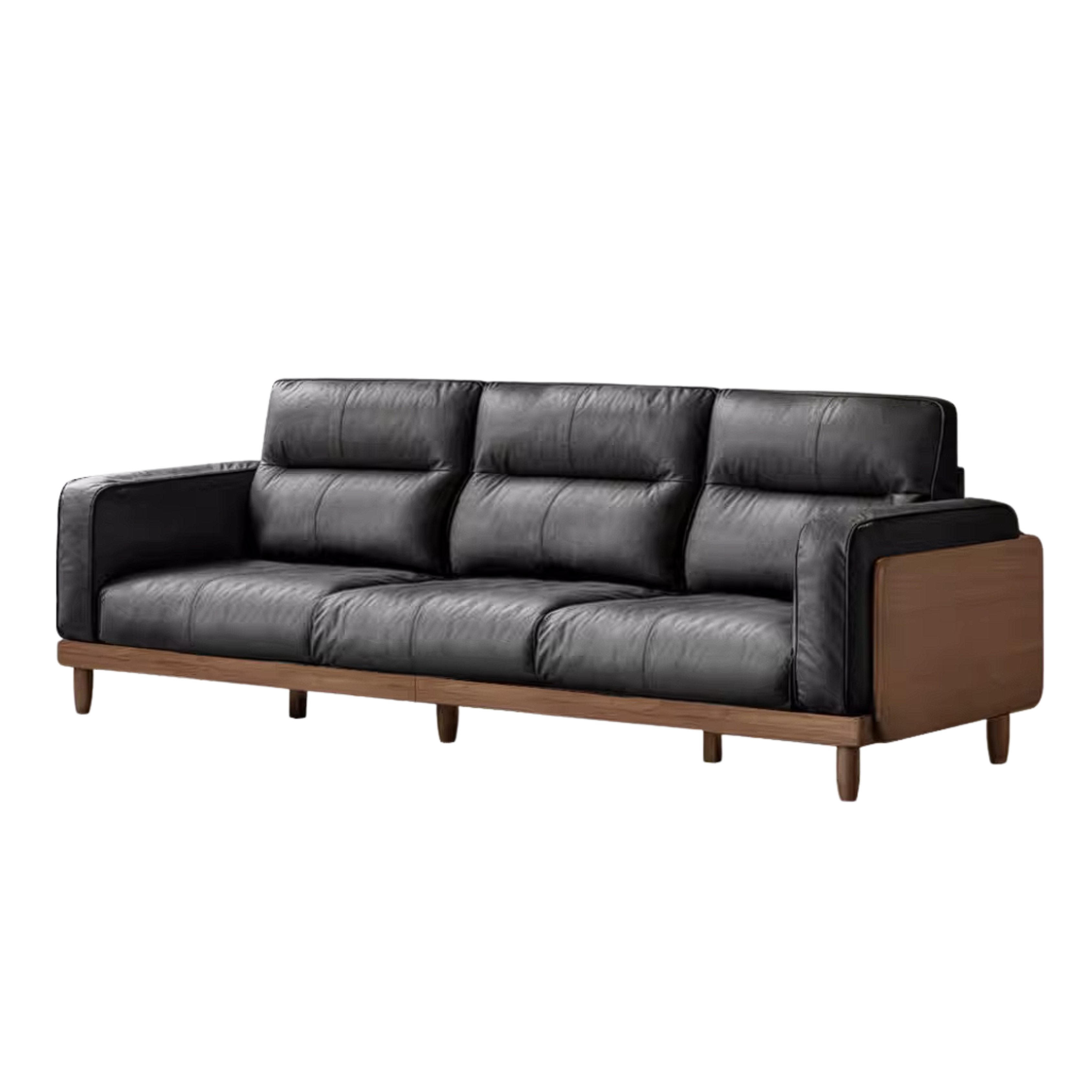 Black Walnut Solid Wood Sofa with Italian Light Luxury Design