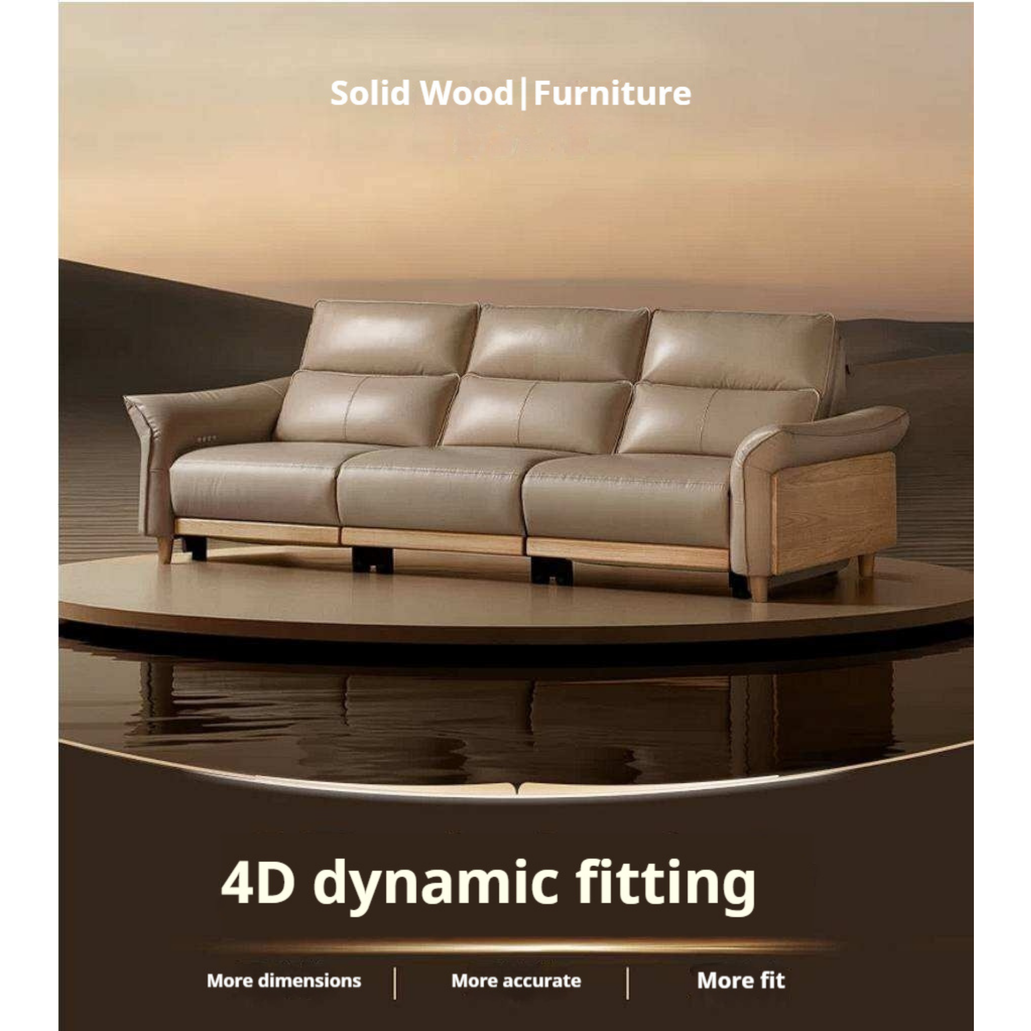 Ash Solid Wood Genuine Leather Modern Electric Reclining Sofa