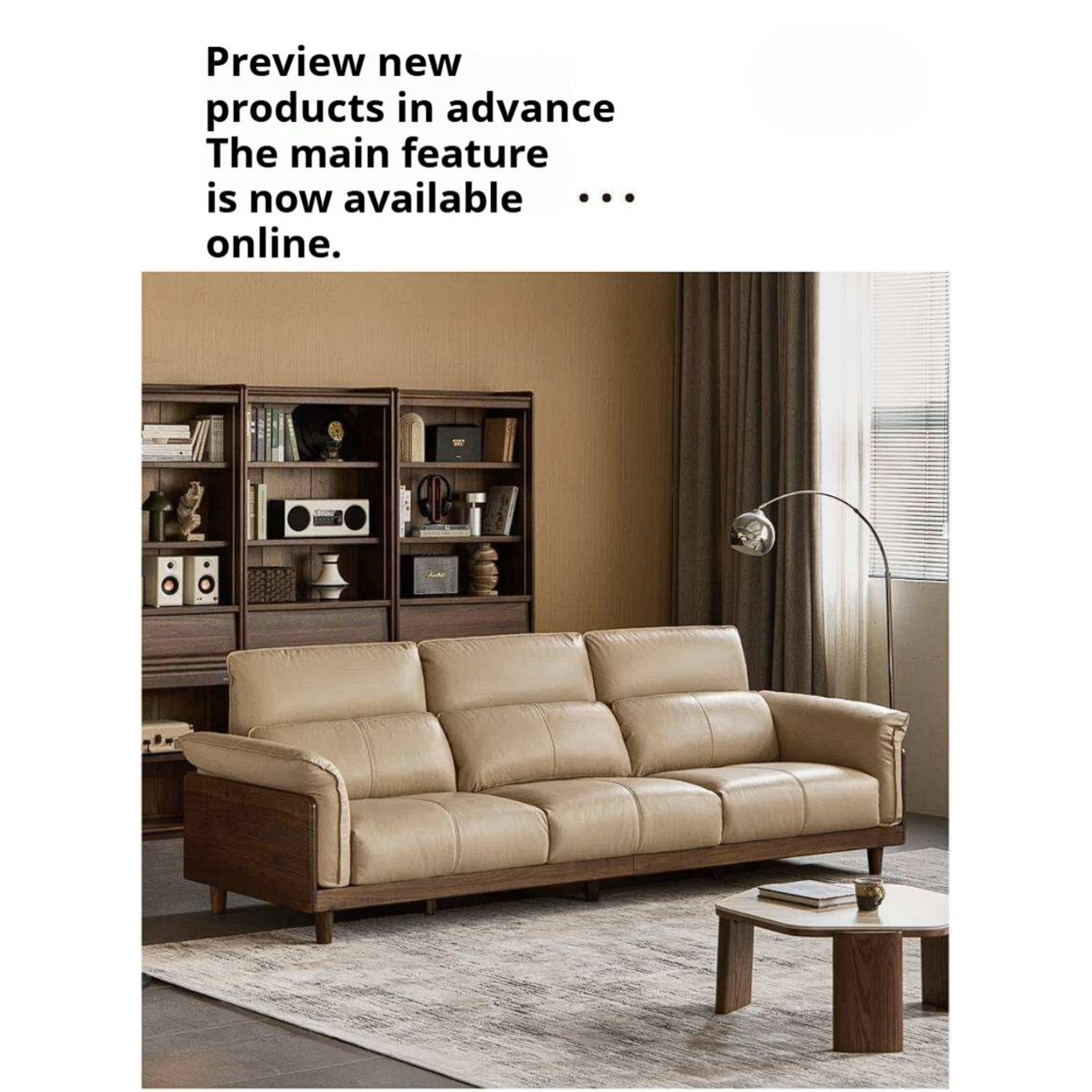 Black Walnut, Ash, Golden Sandalwood Solid Wood Genuine Top-Grain Leather, fabric High back Sofa