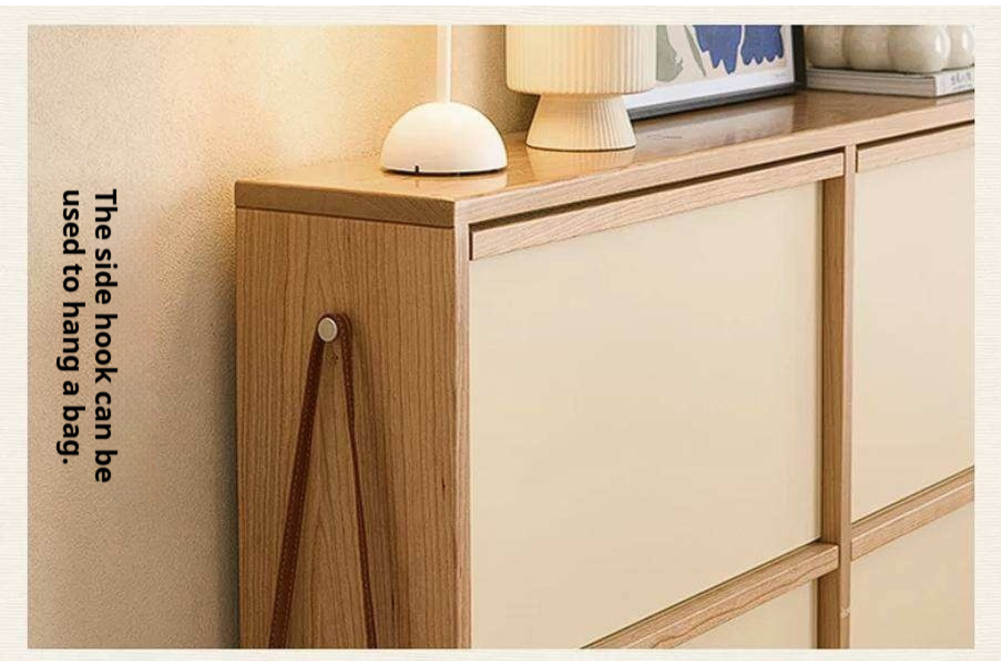 Cherry Solid Wood Entrance Shoe Cabinet with Ultra-Slim Design and Flip Door Storage