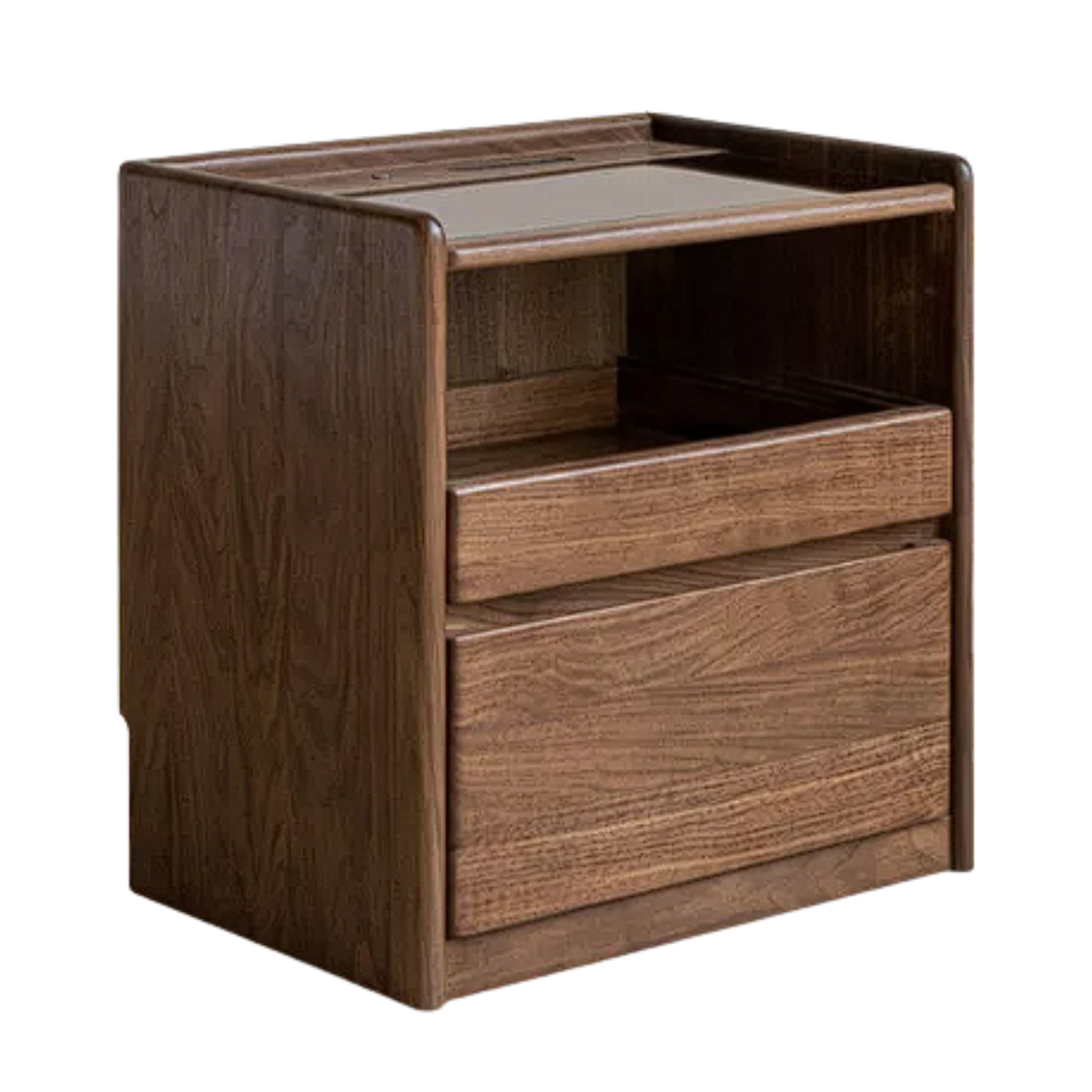 Russian White Oak, Black Walnut, Oak, Ash, Sandalwood Solid Wood Nightstand Socket, Lamp
