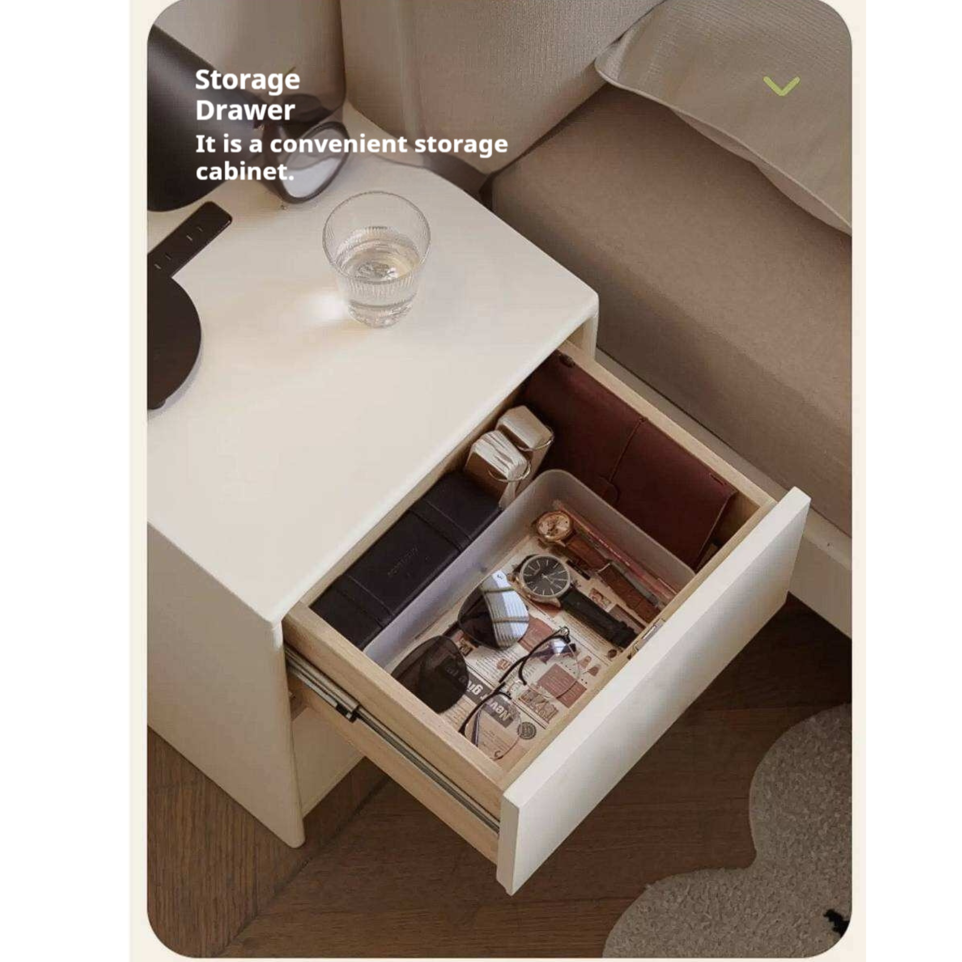 Solid Rubberwood Nightstand.