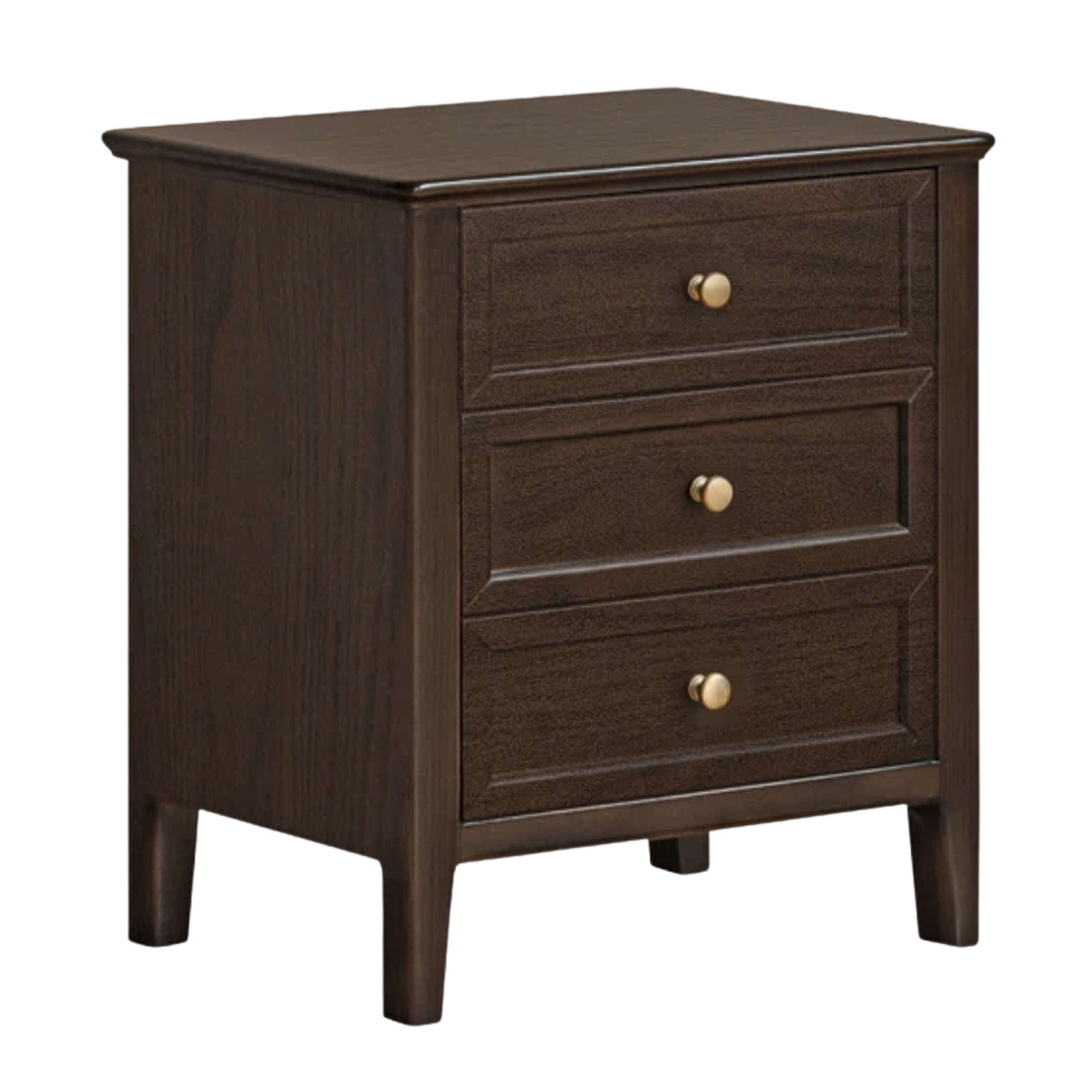 Black Walnut, Poplar, Ash Solid Wood Retro Three-Drawer Nightstand