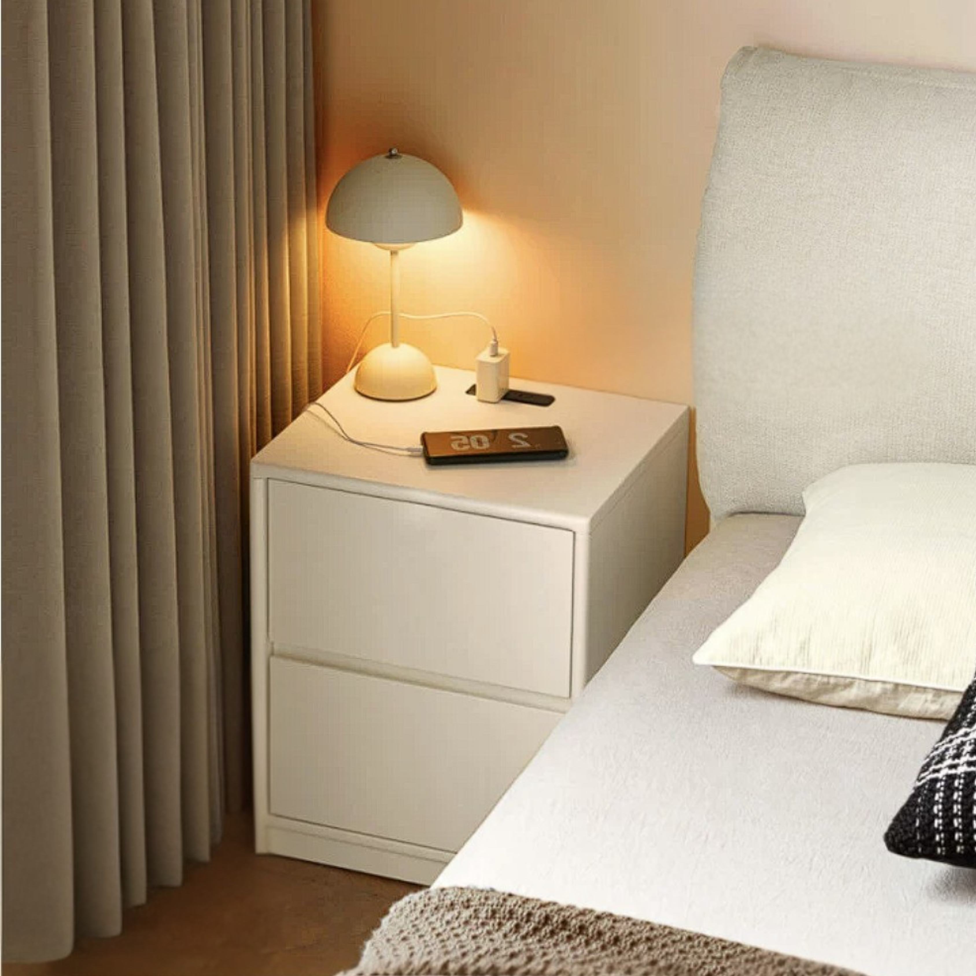 Solid Rubberwood Nightstand.