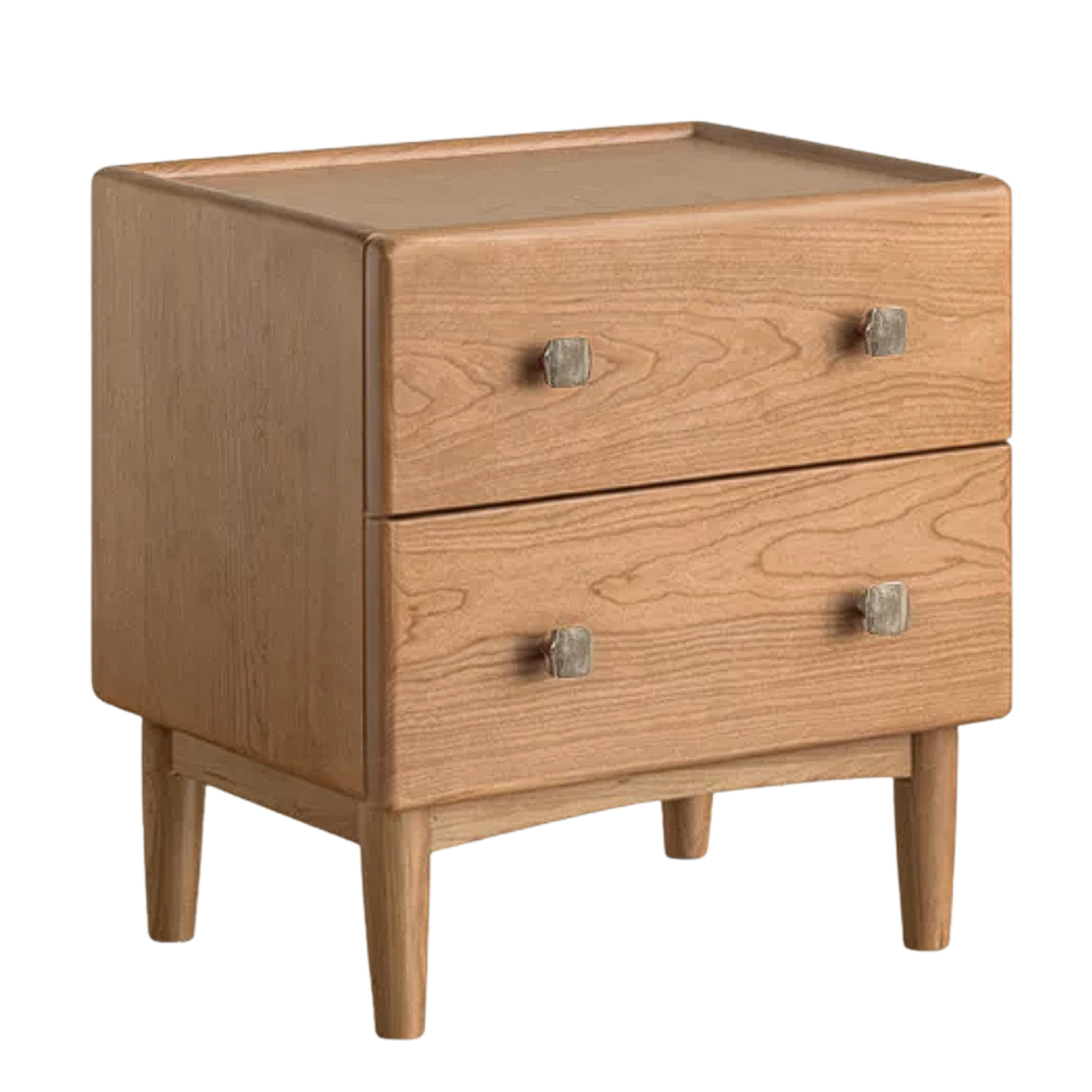 Cherry Solid Wood Retro Two Drawn Nightstand
