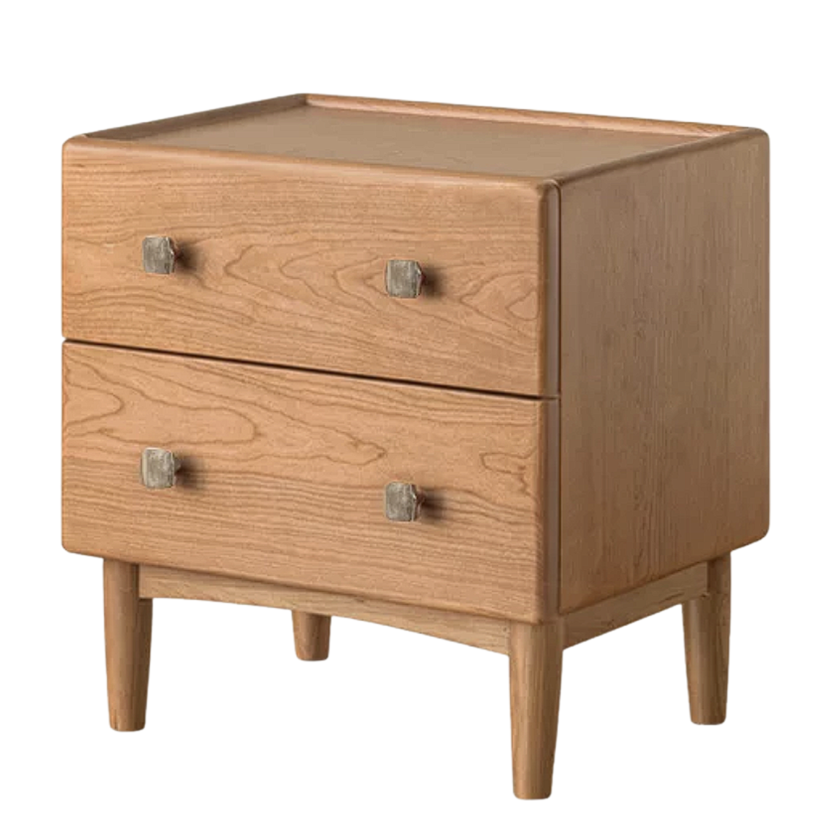 Cherry Solid Wood Retro Two Drawn Nightstand