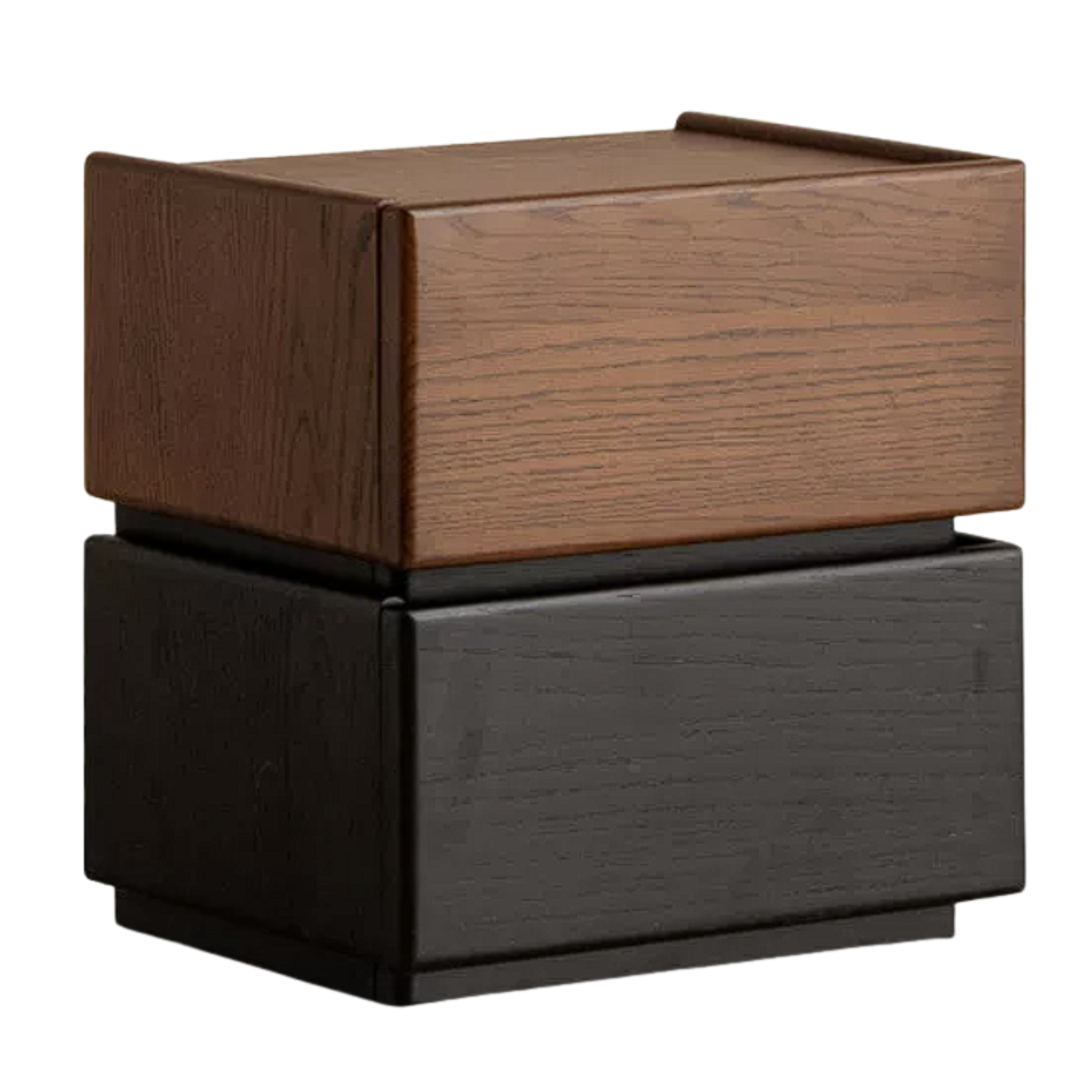 Ash, Poplar Solid Wood Modern Two-Tone Nightstand with 2 Drawers