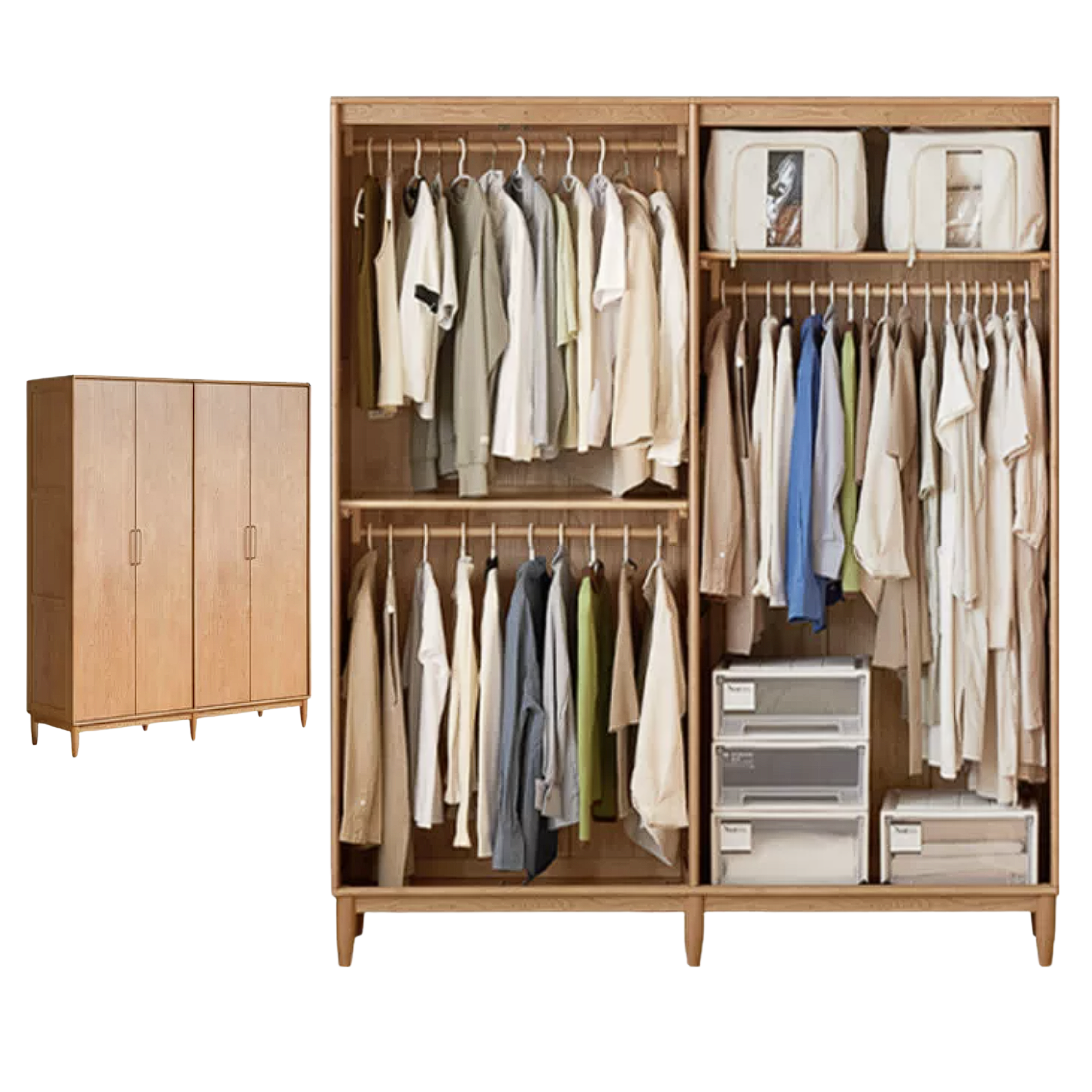 Cherry Solid Wood Wardrobe with Soft Modern Proportions