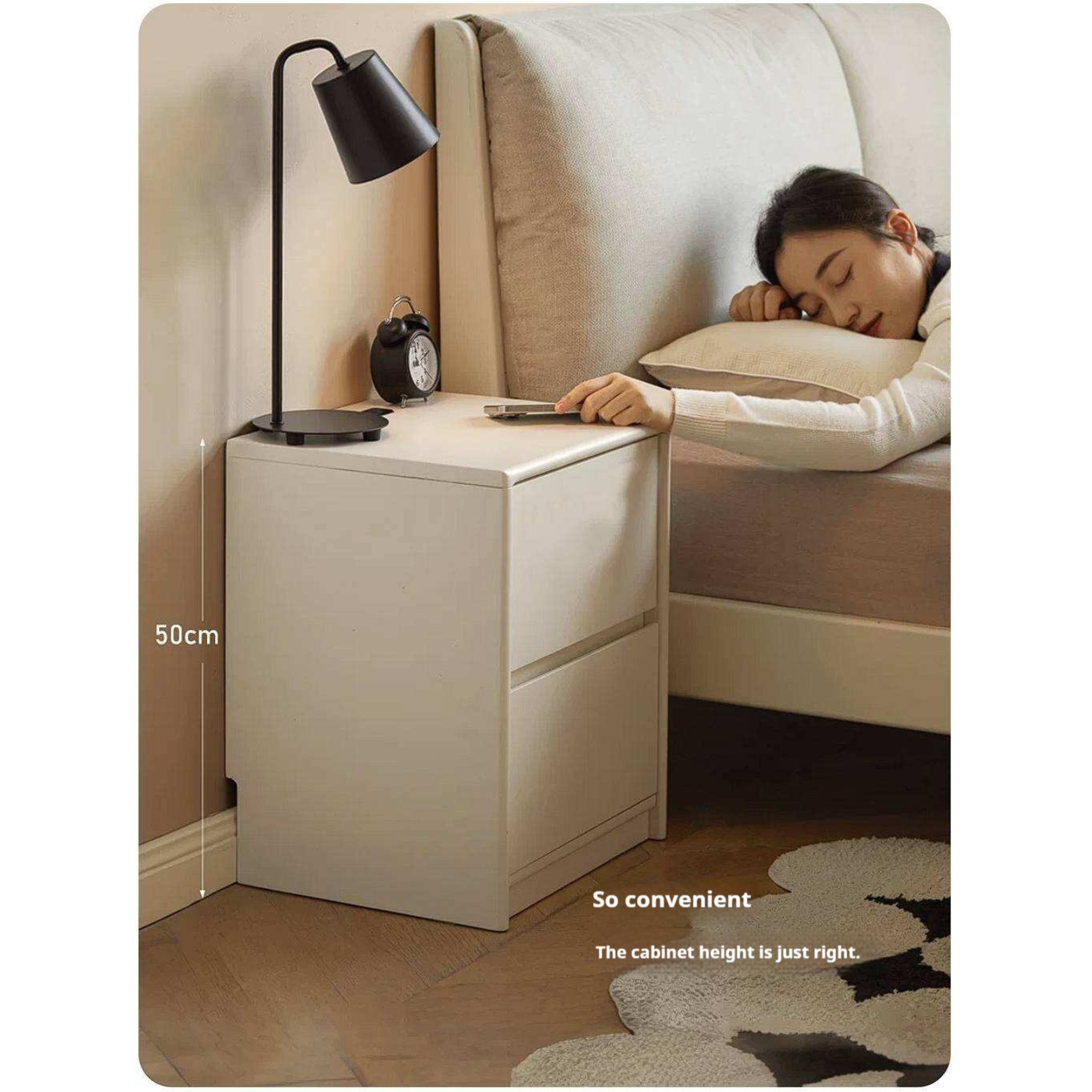 Solid Rubberwood Nightstand.