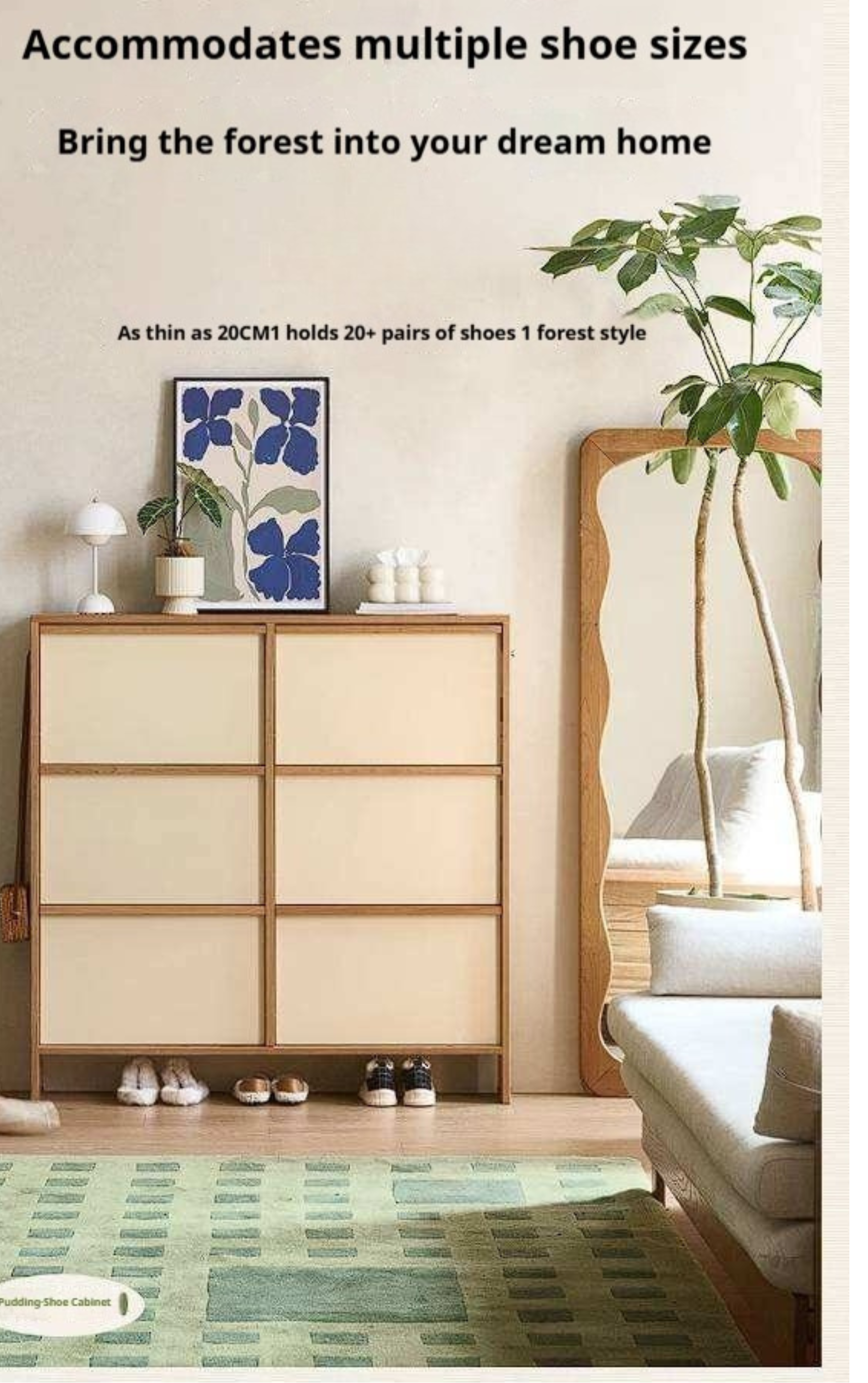 Cherry Solid Wood Entrance Shoe Cabinet with Ultra-Slim Design and Flip Door Storage