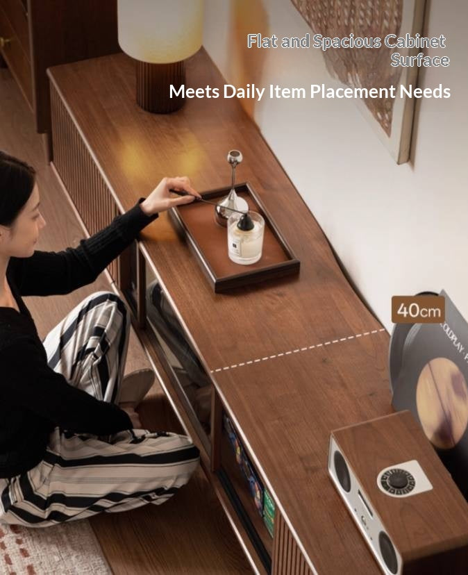 Black Walnut Solid Wood Modern TV Cabinet