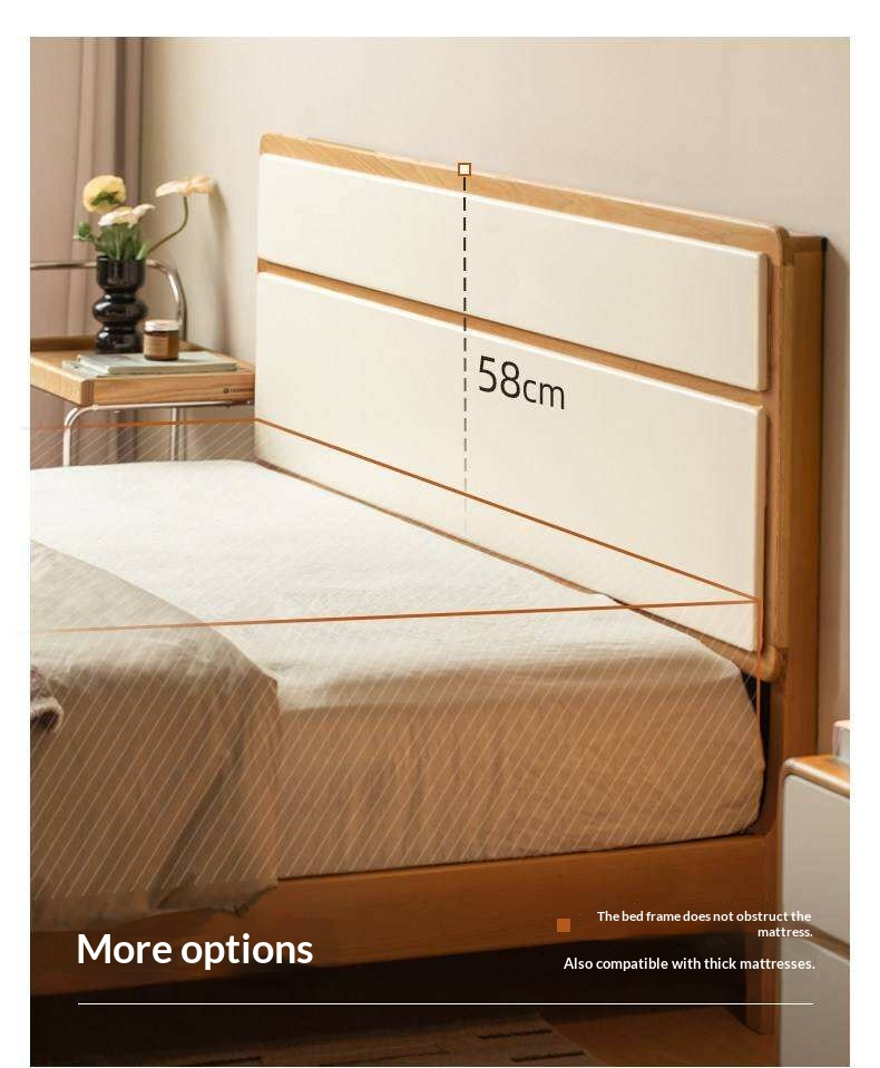 Beech Solid Wood Modern Simple Large Double Edge Bed