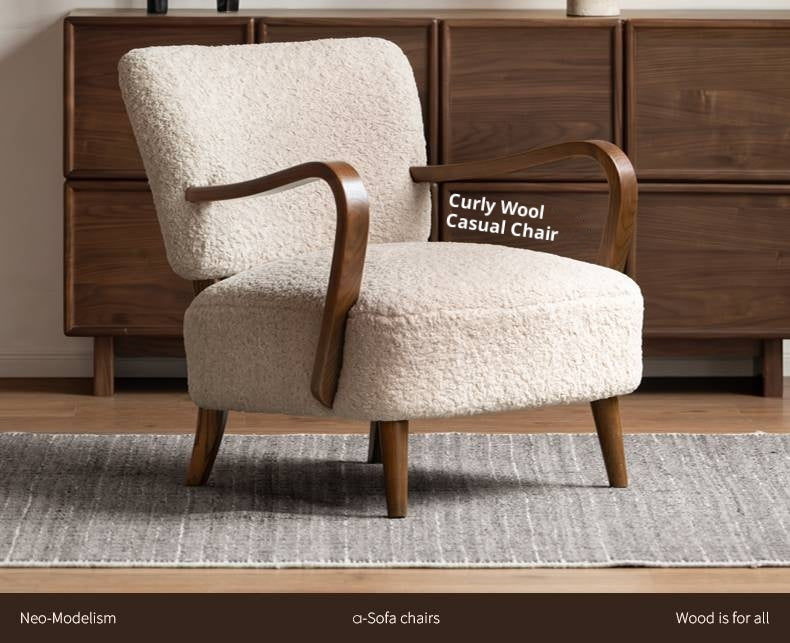 Ash Solid Wood French Retro Teddy Armchair