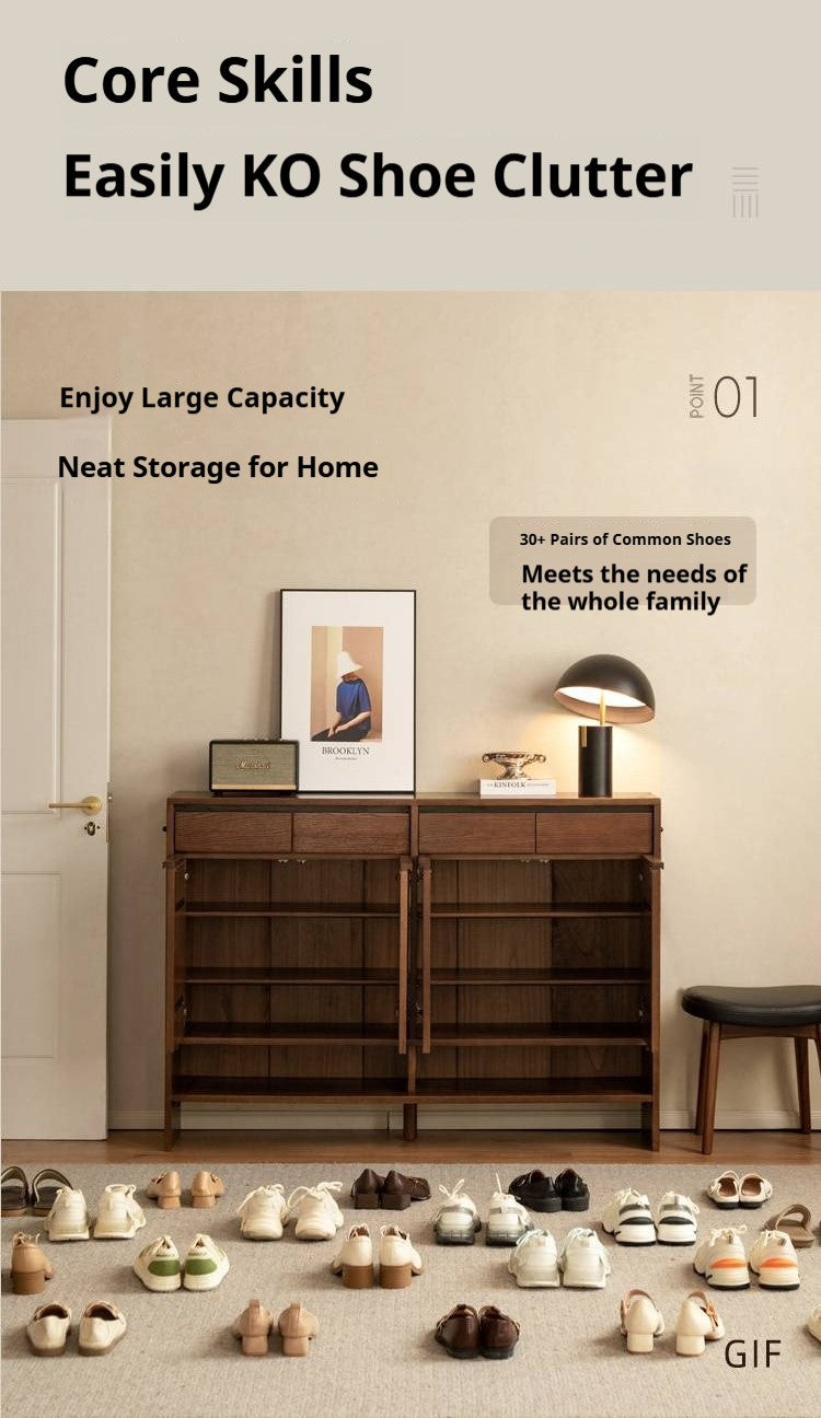 Oak Solid Wood Capacity Shoe Cabinet