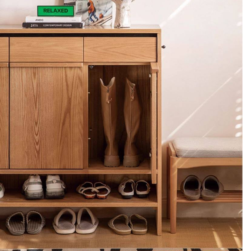 Oak Solid Wood Capacity Shoe Cabinet