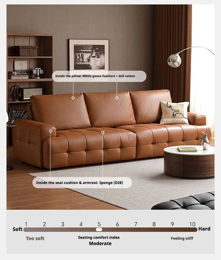 Modern Italian-Style Genuine Leather Sofa