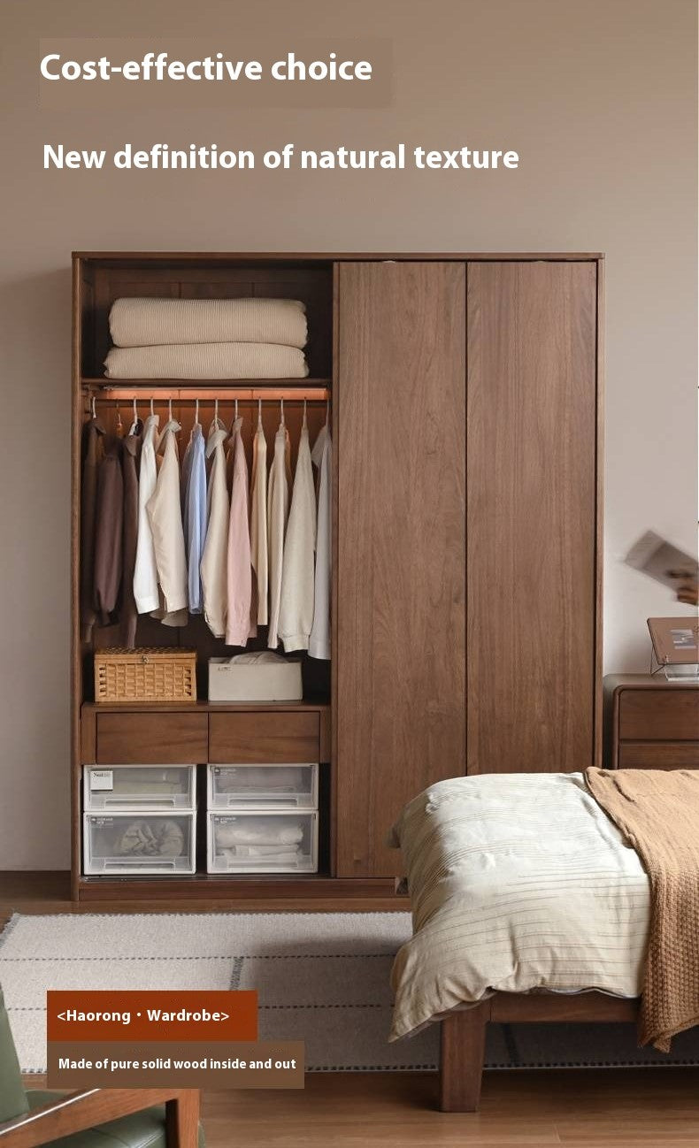 Sandalwood Solid Wood Modern Sliding Door Wardrobe.