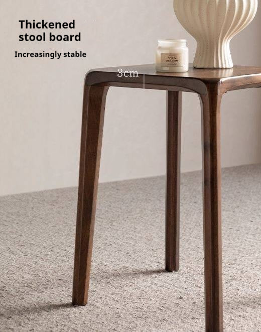 Black Walnut, Ash Solid Wood Square Stackable Stool