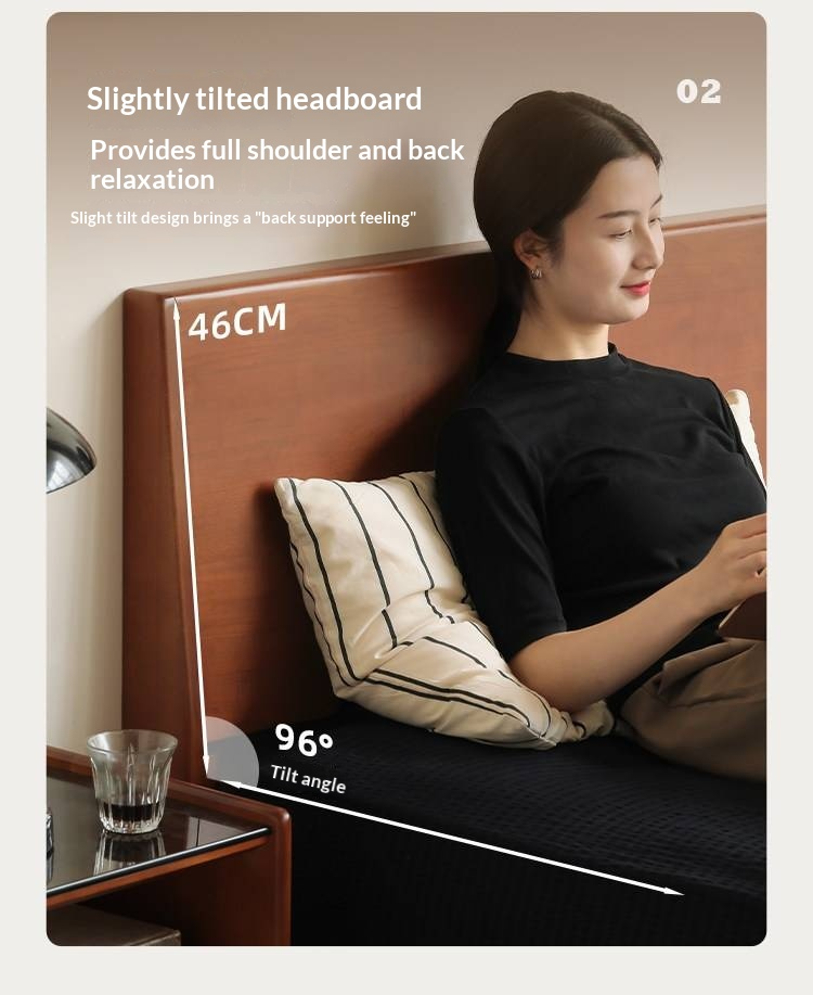 Poplar Solid Wood Bed — Mid-Century Style