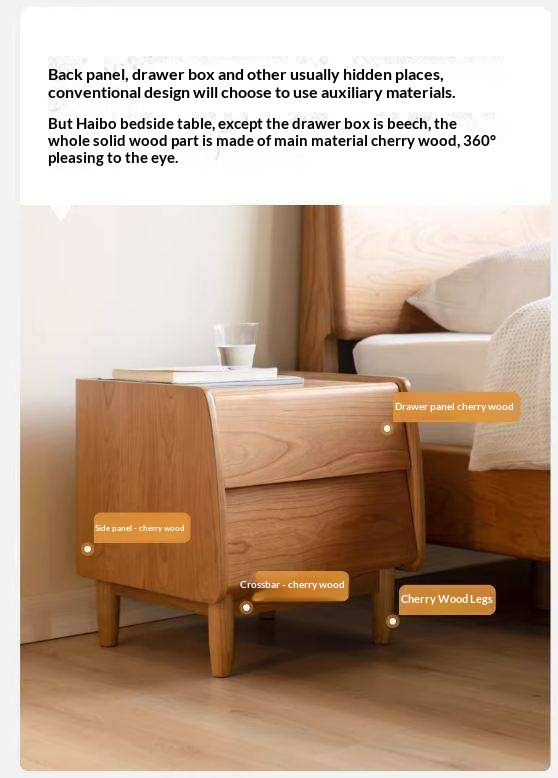 Cherry Wood Waves Nightstand.