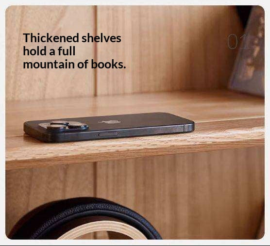 Oak Solid Wood Bookcase with Glass Doors, Large Oak Storage Cabinet for Living Room Display