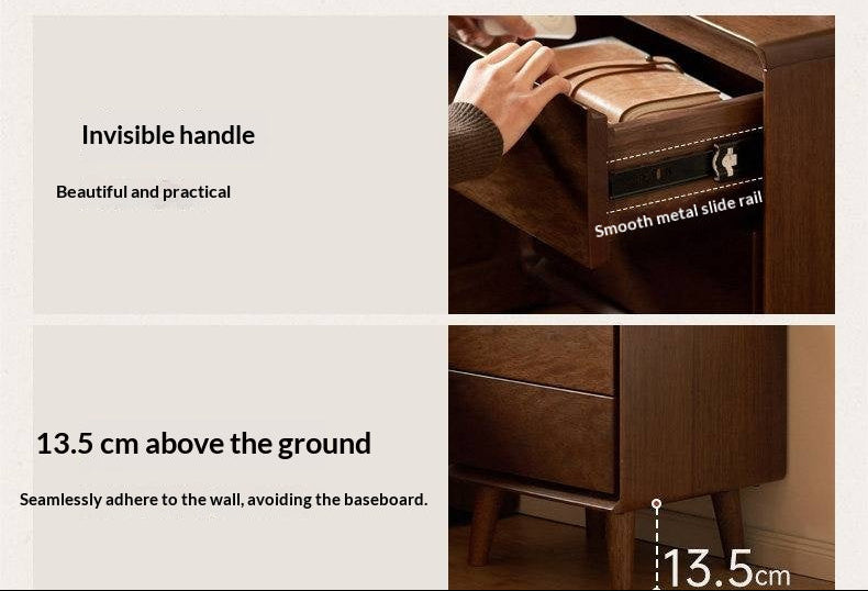 Solid Longan Hardwood Minimalist Style Nightstand