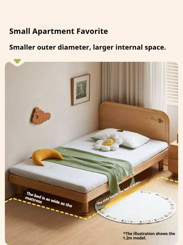 Beech Solid Wood Kids Platform Bed with Night Light