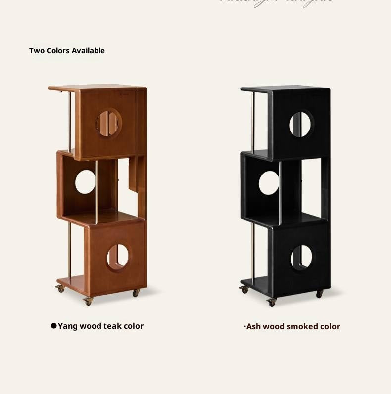 Poplar Solid Wood Vintage Style Mobile Bookshelf