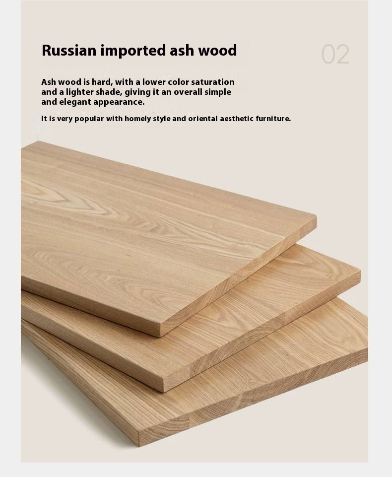 Ash Solid Wood Movable Rock Plate Coffee Table