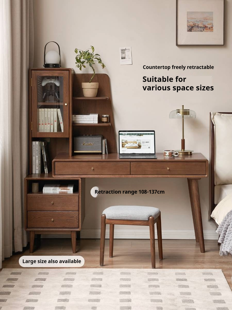 Oak Solid Wood Retractable Computer Desk